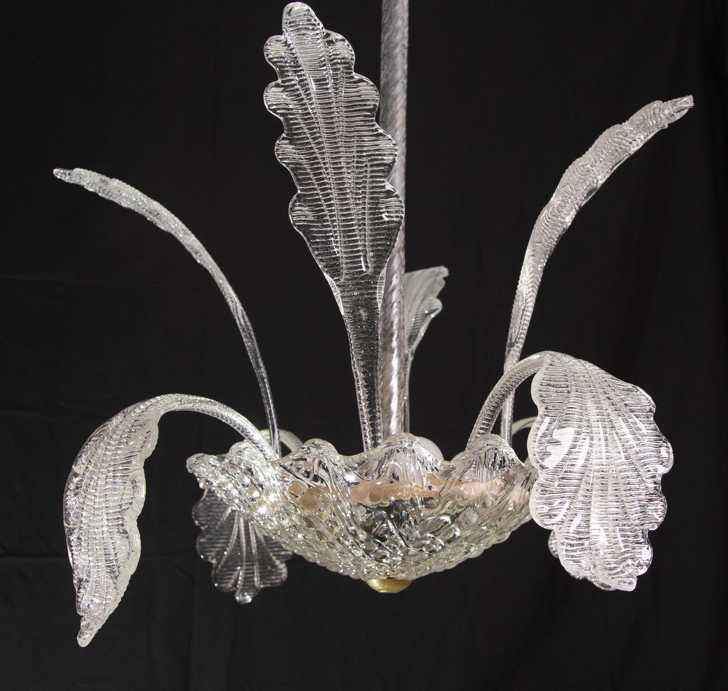 Elegant Murano Deco Chandelier with leaves, 1950 For Sale 6
