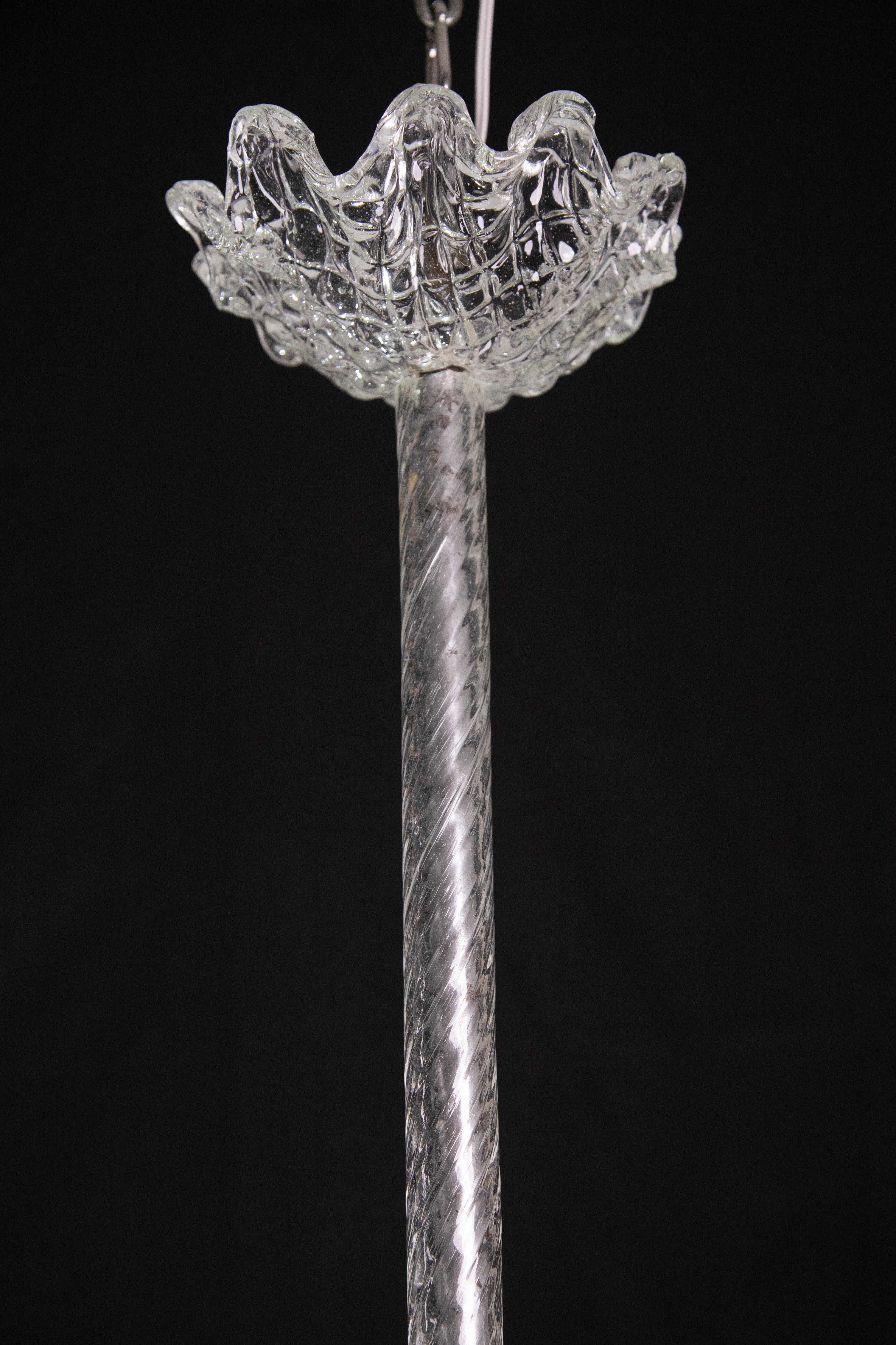 Elegant Murano Deco Chandelier with leaves, 1950 For Sale 7