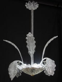 Elegant Murano Deco Chandelier with leaves, 1950