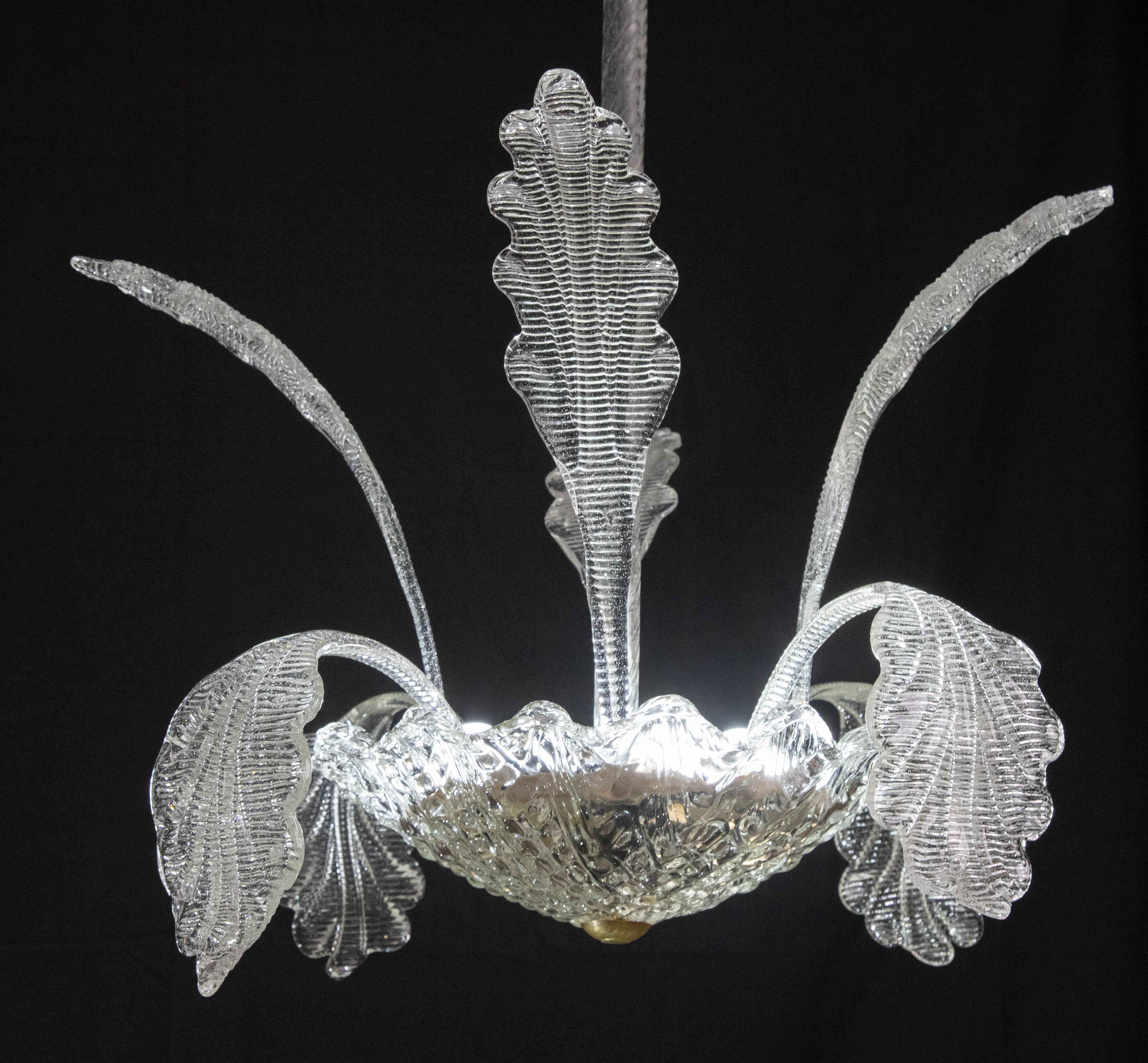 Elegant Murano Deco Chandelier with leaves, 1950 In Good Condition For Sale In Roma, IT