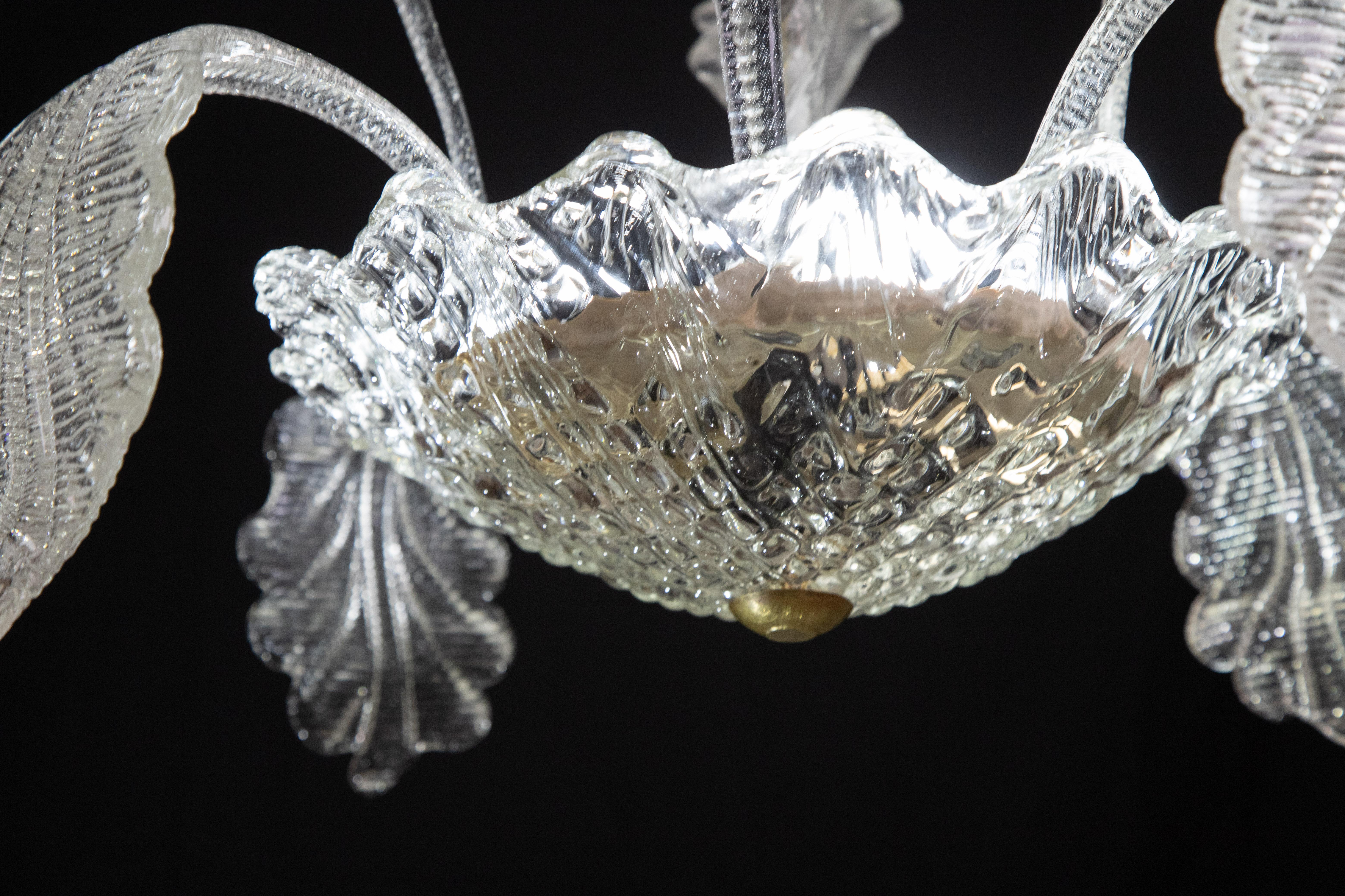 Murano Glass Elegant Murano Deco Chandelier with leaves, 1950 For Sale