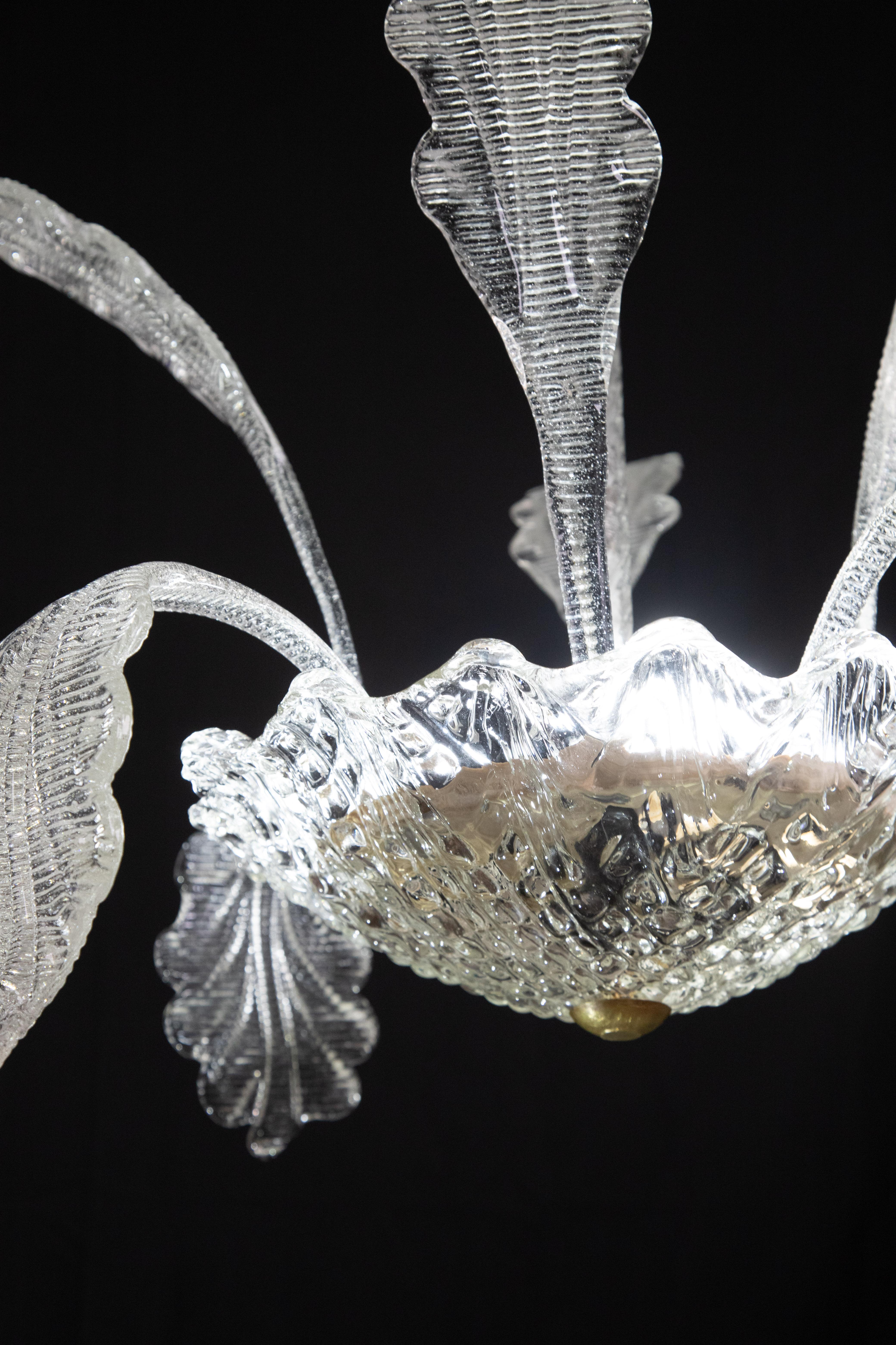 Elegant Murano Deco Chandelier with leaves, 1950 For Sale 1