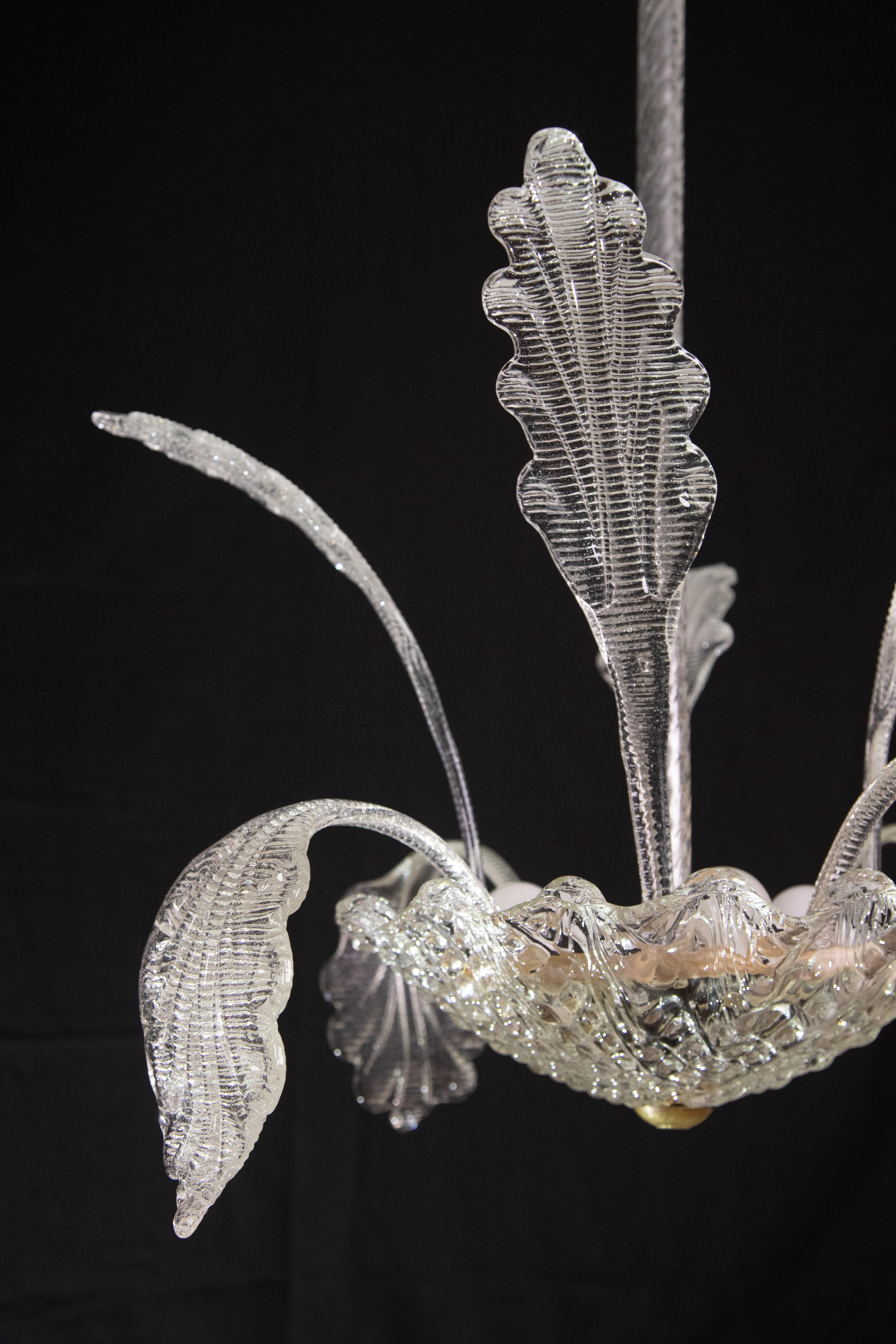 Elegant Murano Deco Chandelier with leaves, 1950 For Sale 3