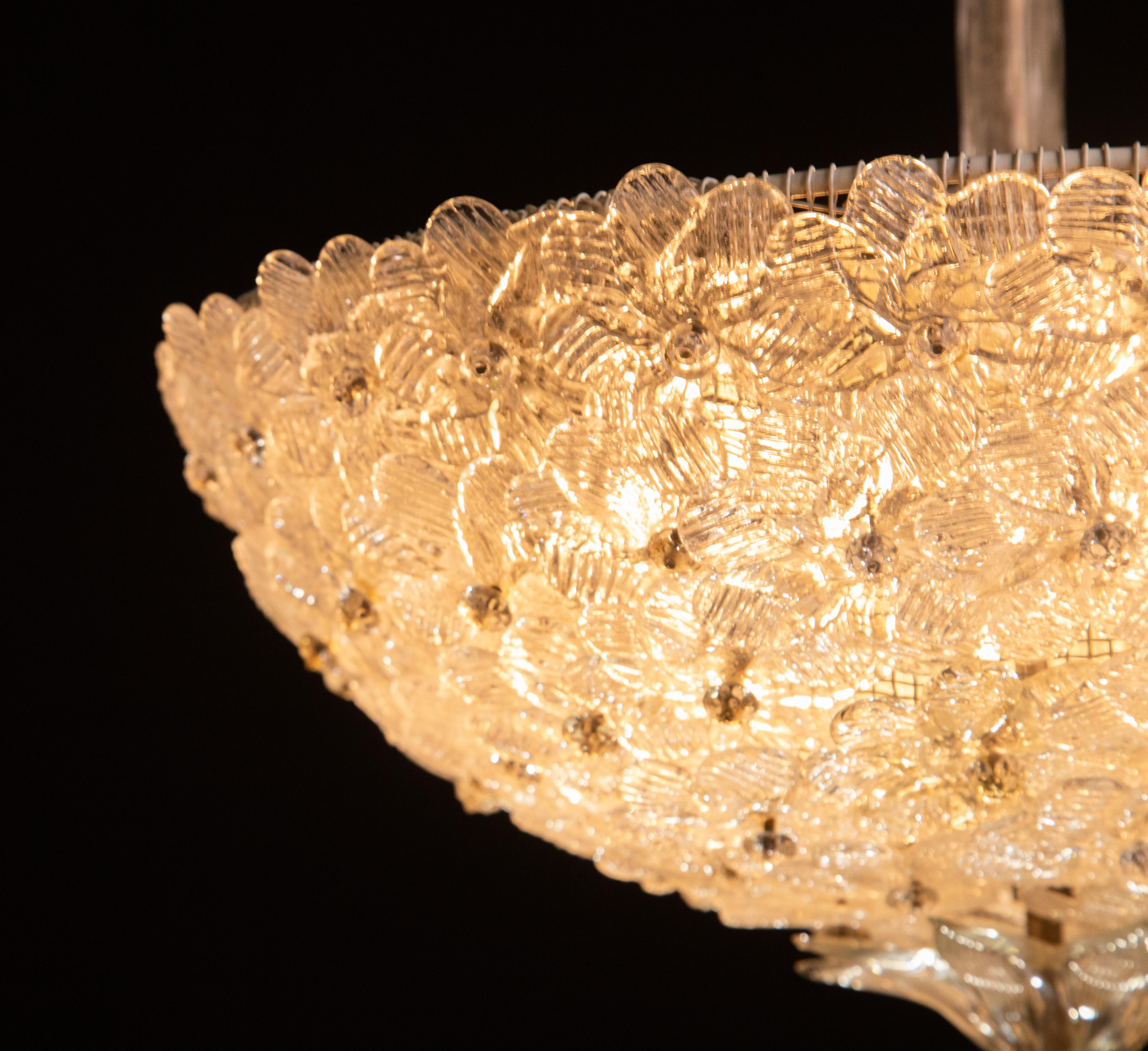Elegant Murano Flower Chandelier by Seguso for Venini, 1960 In Good Condition For Sale In Roma, IT