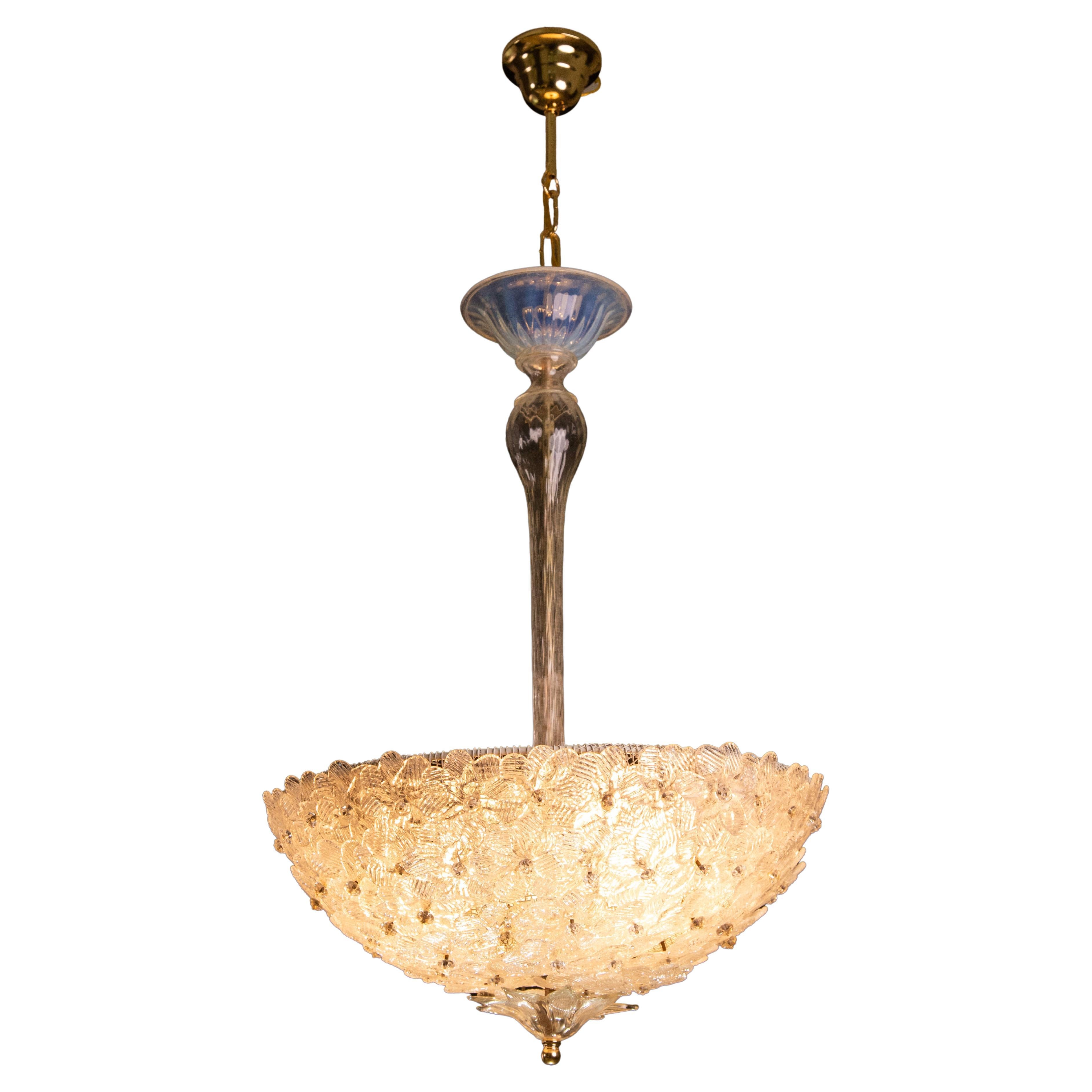 Elegant Murano Flower Chandelier by Seguso for Venini, 1960 For Sale