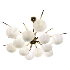 Eleganter Kronleuchter aus Muranoglas und Messing, 2000er Jahre, Modernes Design der Jahrhundertmitte