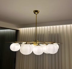 Elegant Murano Glass & Brass Chandelier, 2000s Mid-Century Modern Design