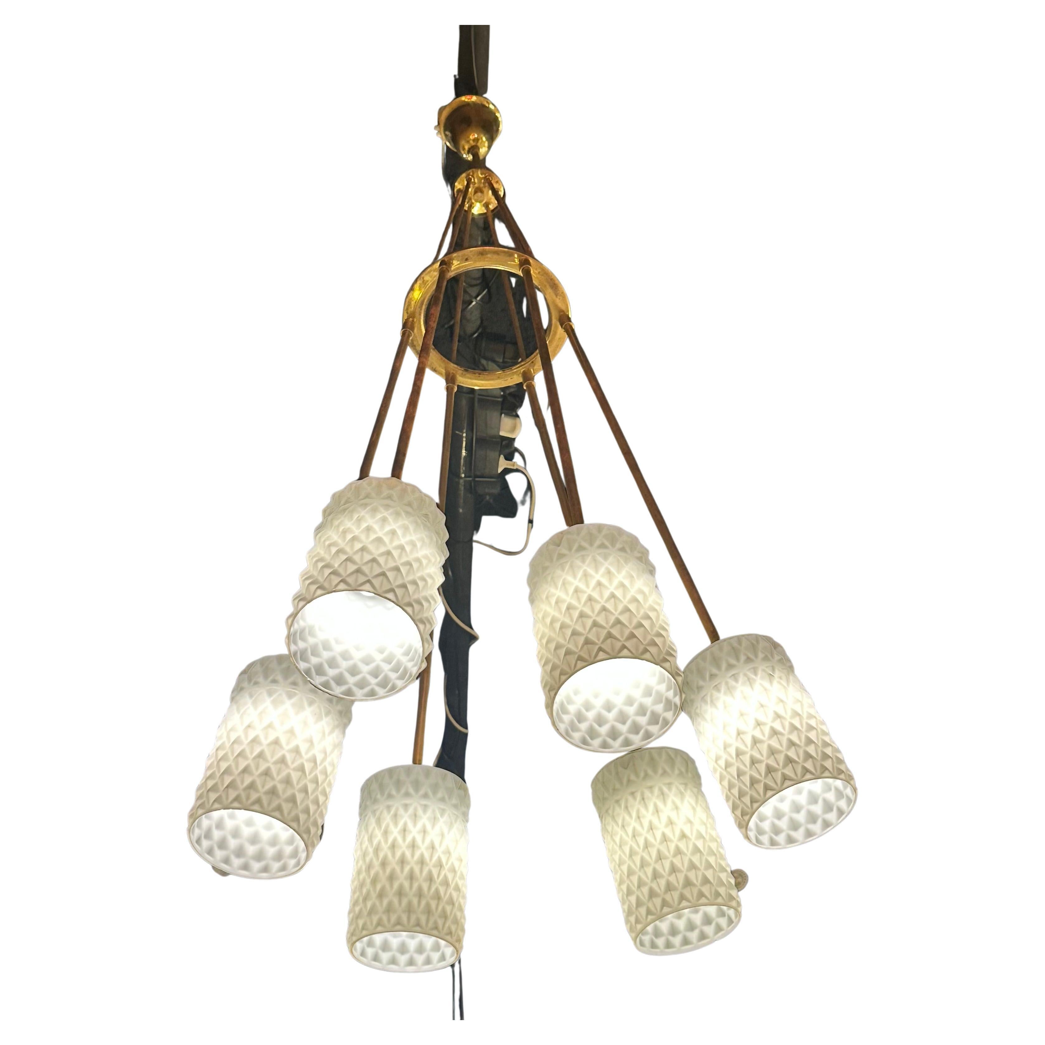 Elegant lustre en verre de Murano - Italie 1970