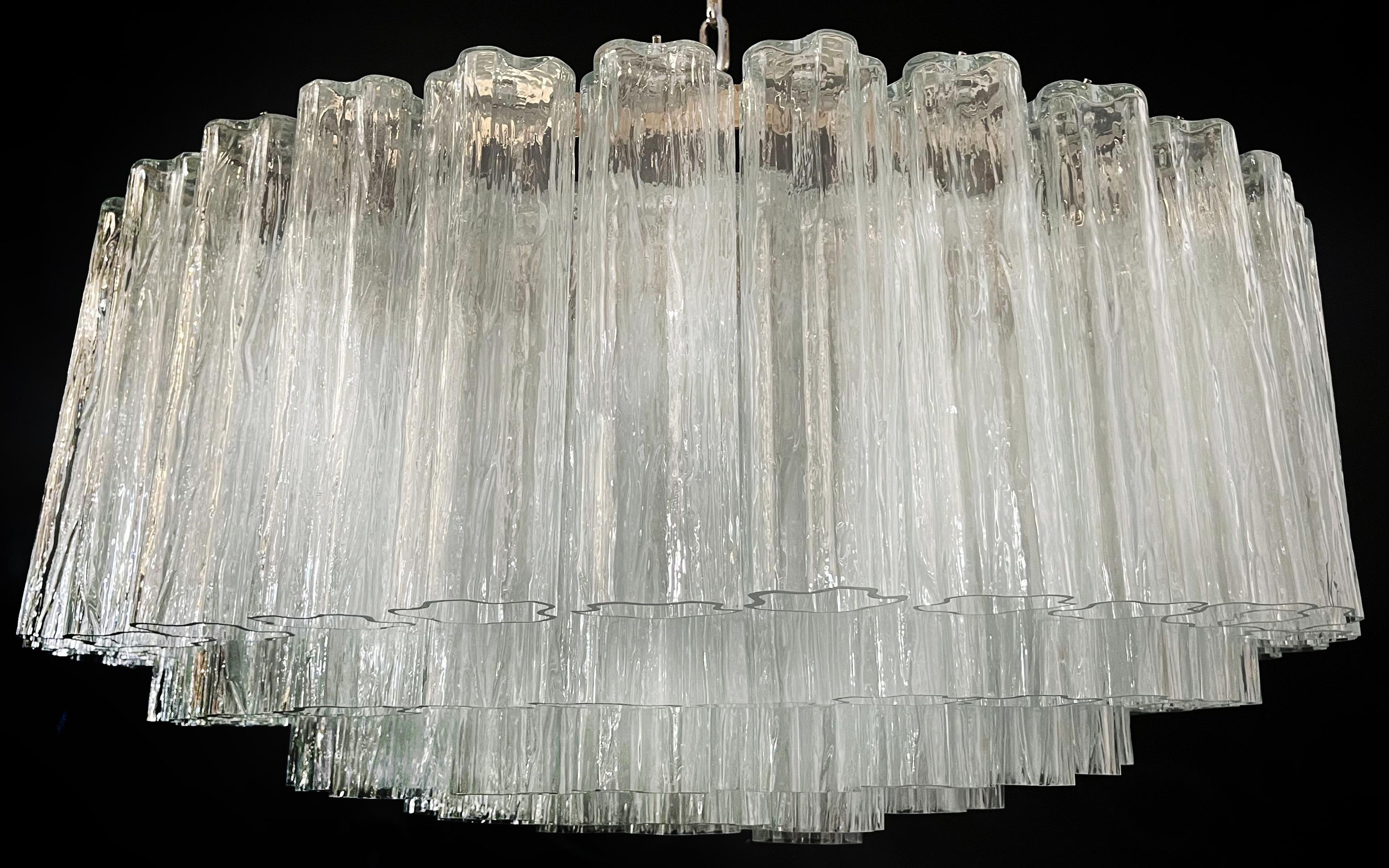 Elegant Murano Glass Chandeliers -101 Clear Tube Glasses For Sale 4