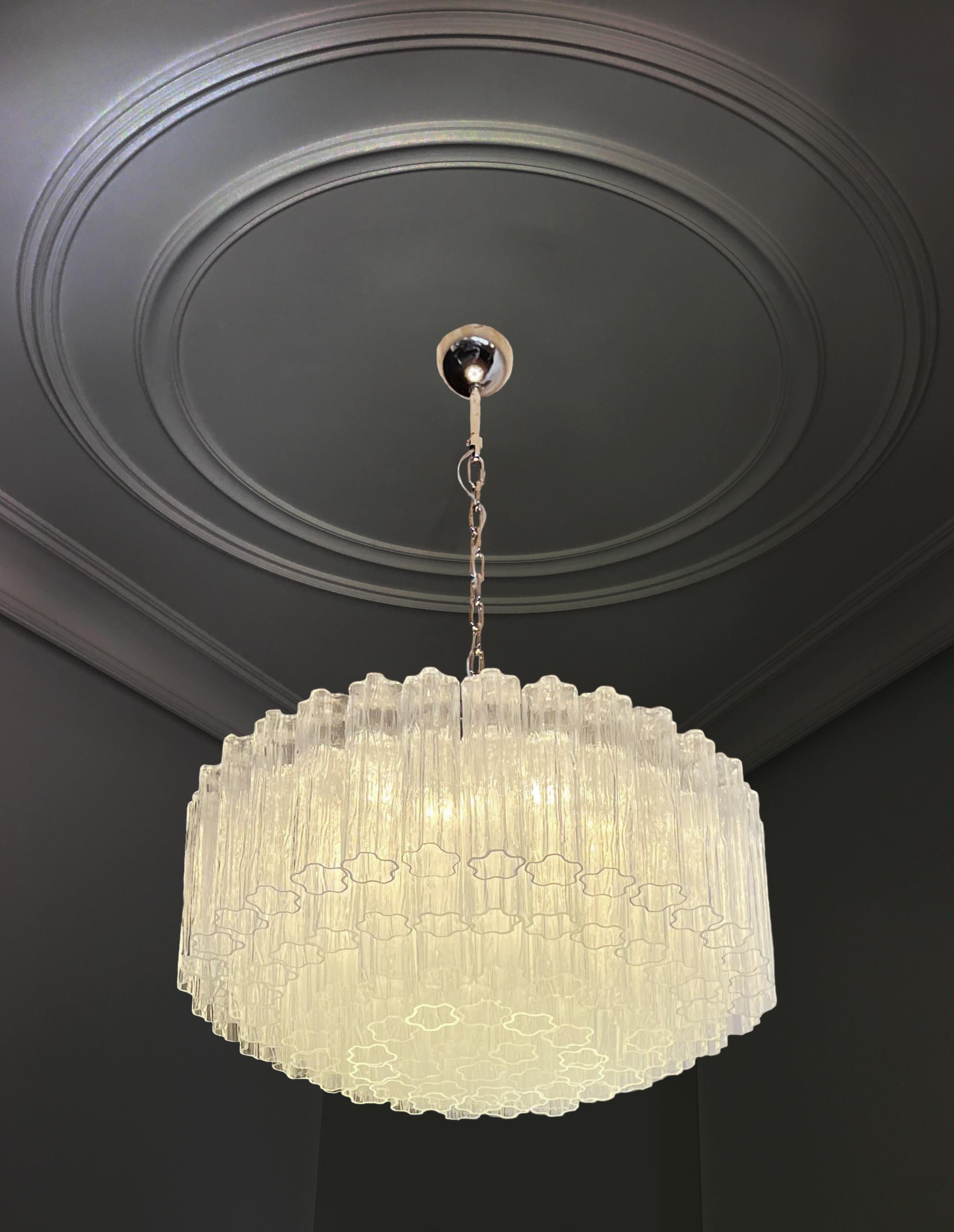 Elegant Murano Glass Chandeliers -101 Clear Tube Glasses For Sale 2