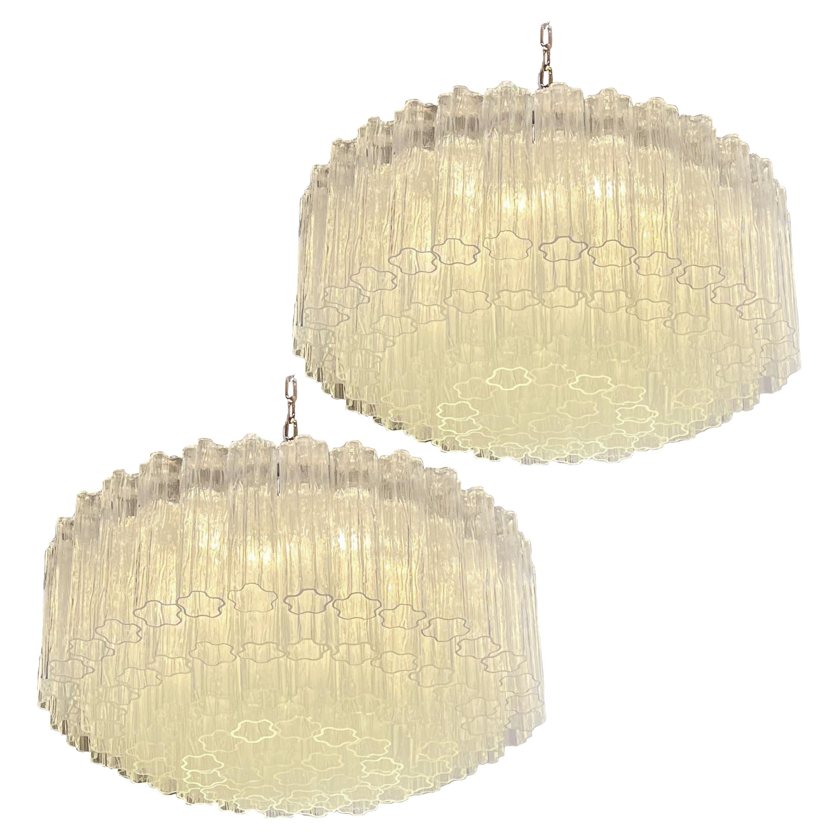 Elegant Murano Glass Chandeliers -101 Clear Tube Glasses For Sale