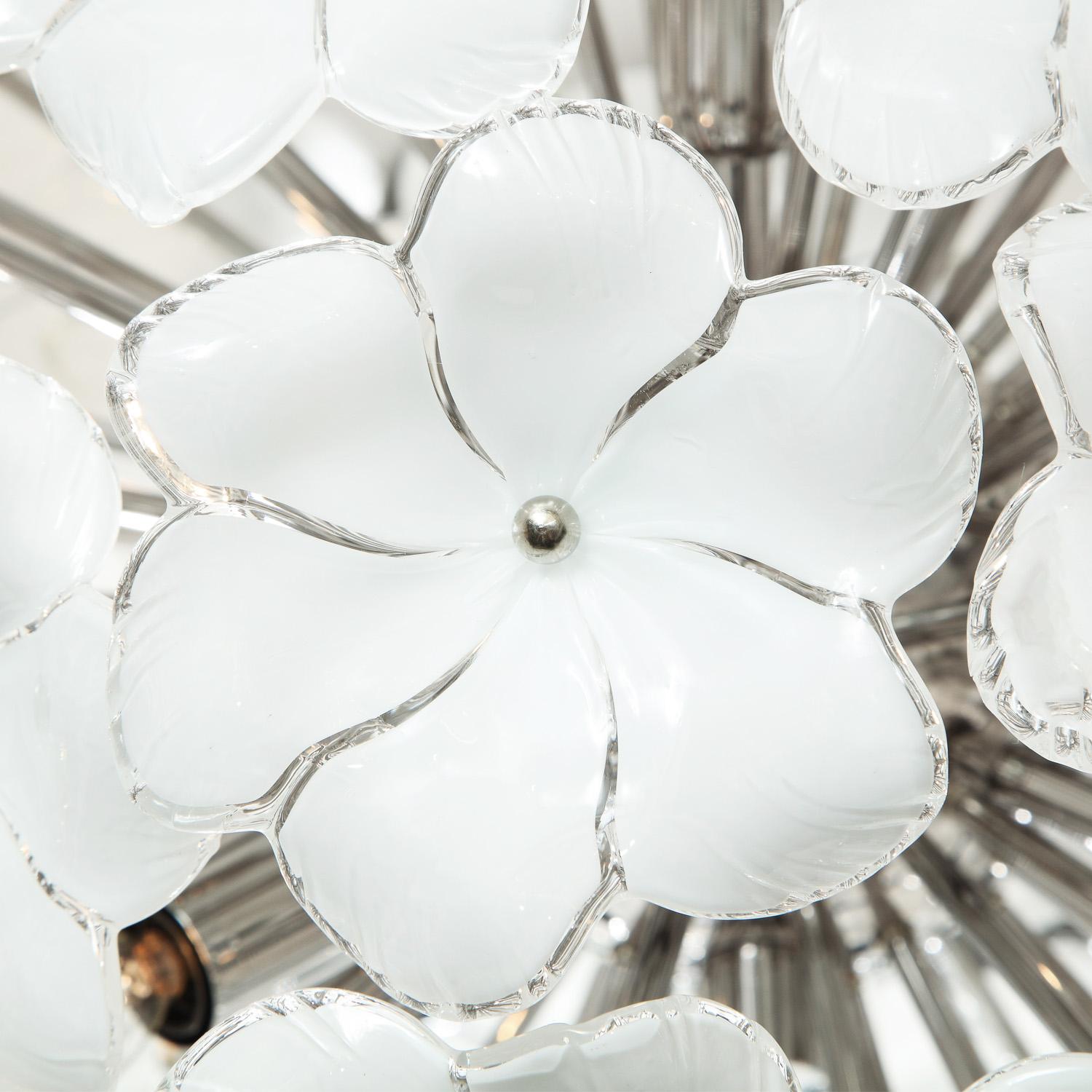 Italian Elegant Murano Glass Flower Sputnik-Style Chandelier For Sale