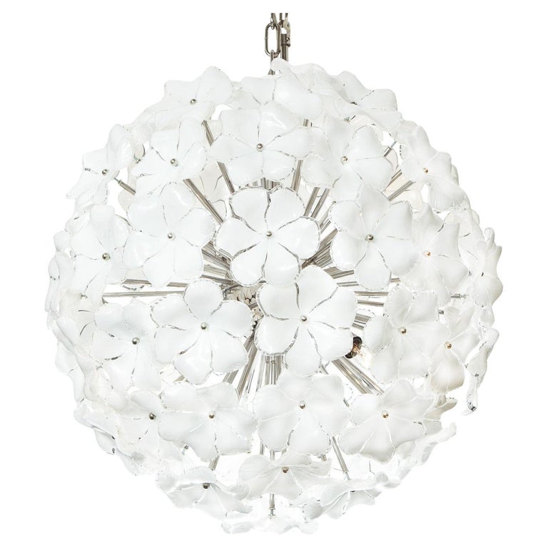 Elegant Murano Glass Flower SputnikStyle Chandelier For Sale at 1stDibs