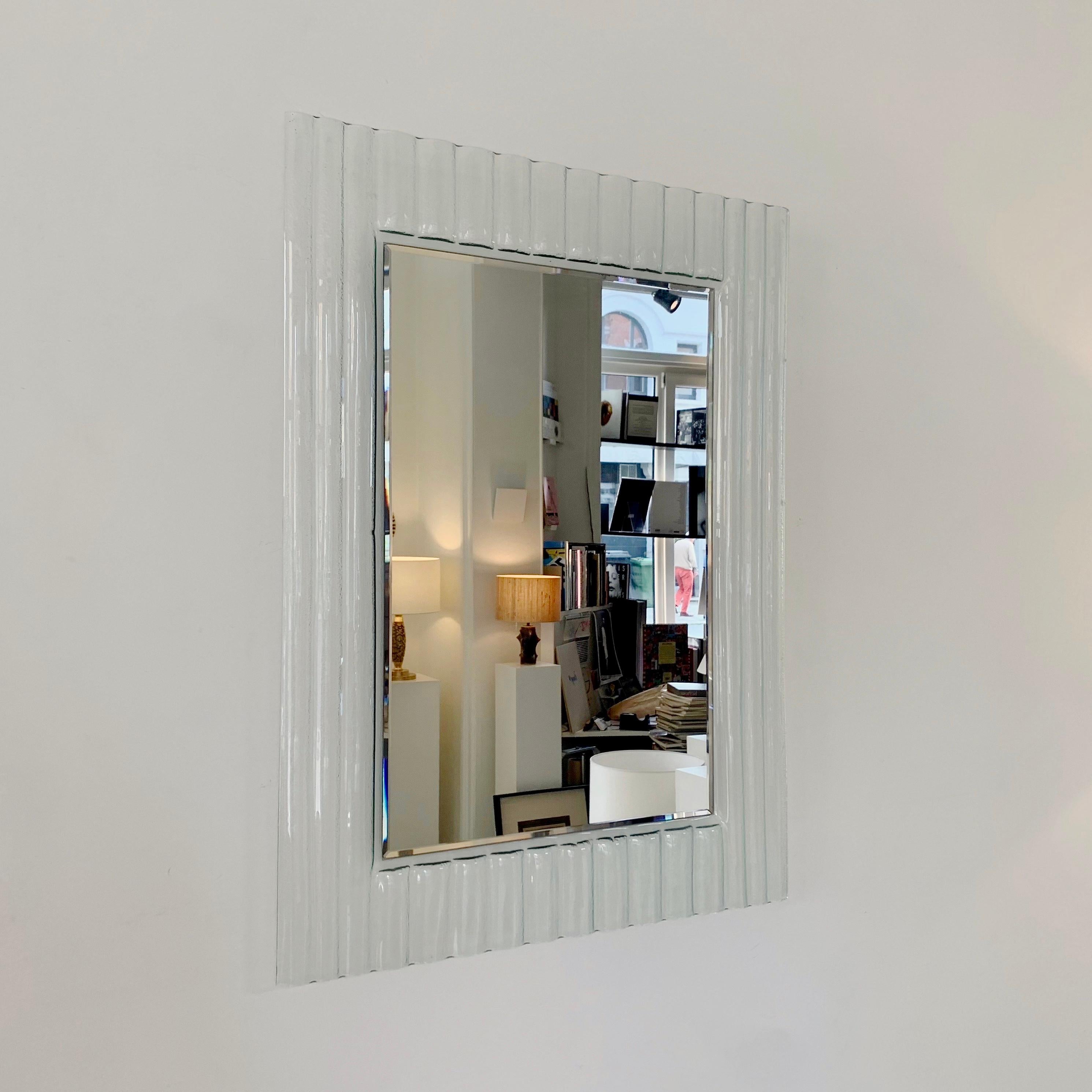 Mid-Century Modern Elegant Murano Glass Mirror circa 1960, Italy. For Sale