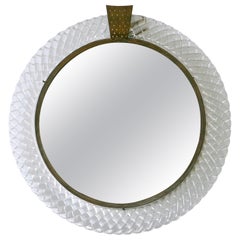 Elegant miroir mural Treccia en verre de Murano par Carlo Scarpa pour Venini Italie années 1950