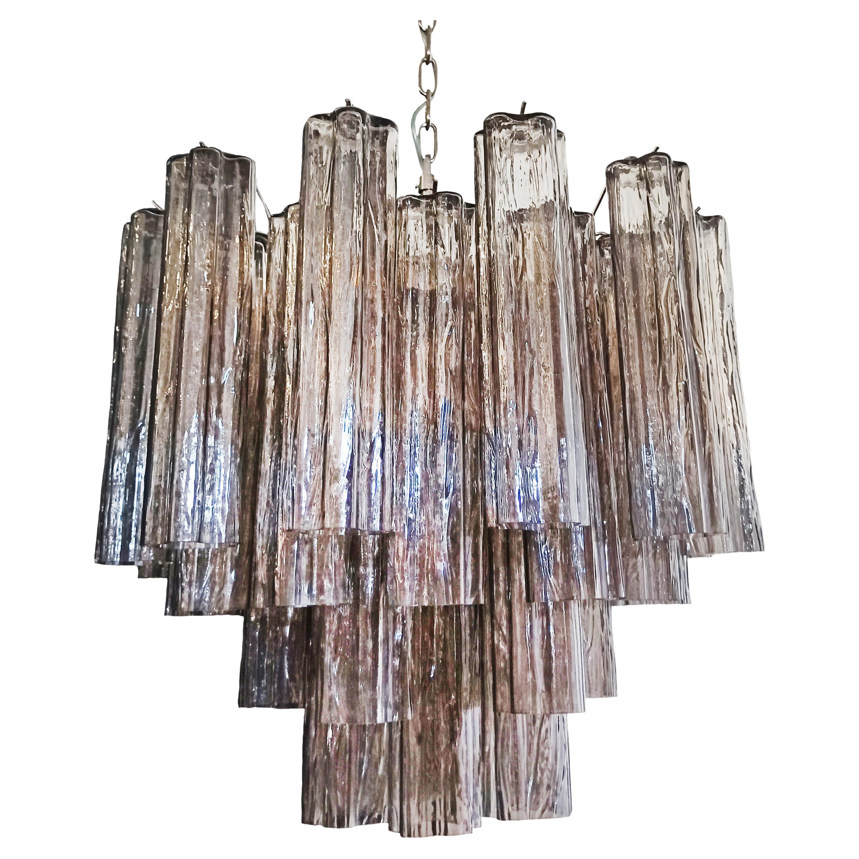 Elegant Murano Glass Tube Chandelier - 36 smoked glass tube