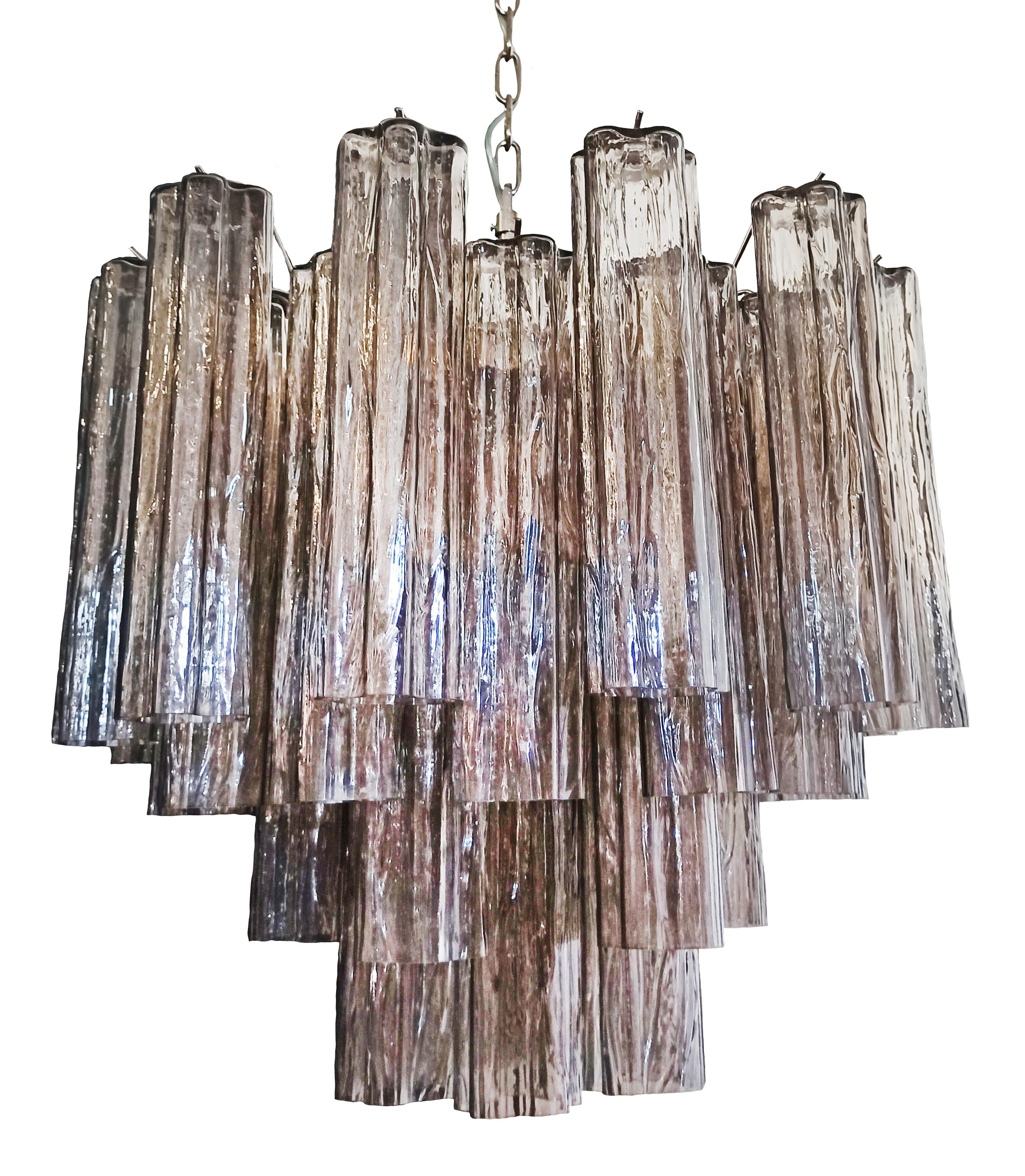 Elegant Murano Glass Tube Chandeliers - 36 smoked glass tubes For Sale 7