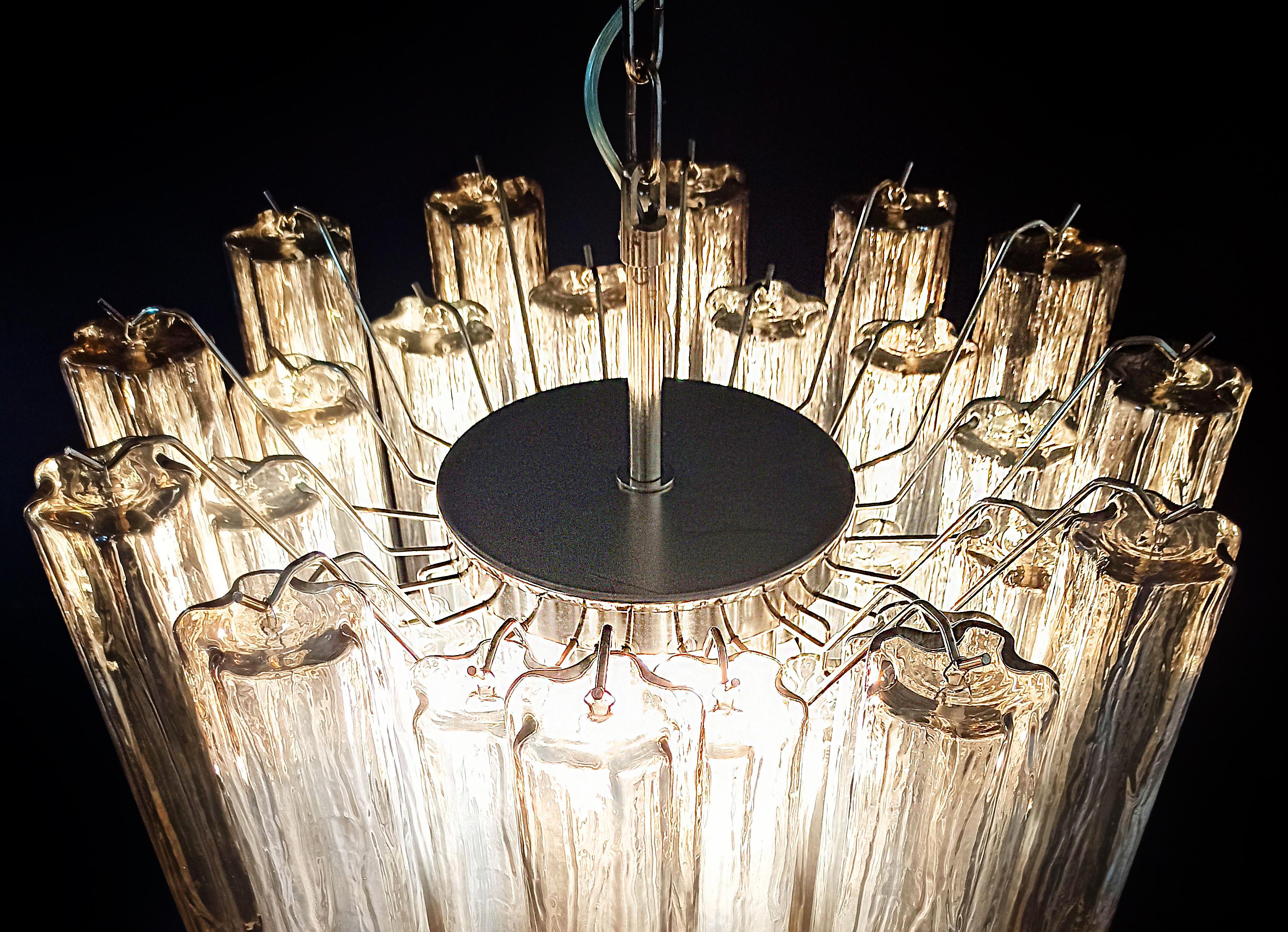 Elegante Muranoglasröhren-Kronleuchter - 36 Räucherglasröhren (Moderne der Mitte des Jahrhunderts)