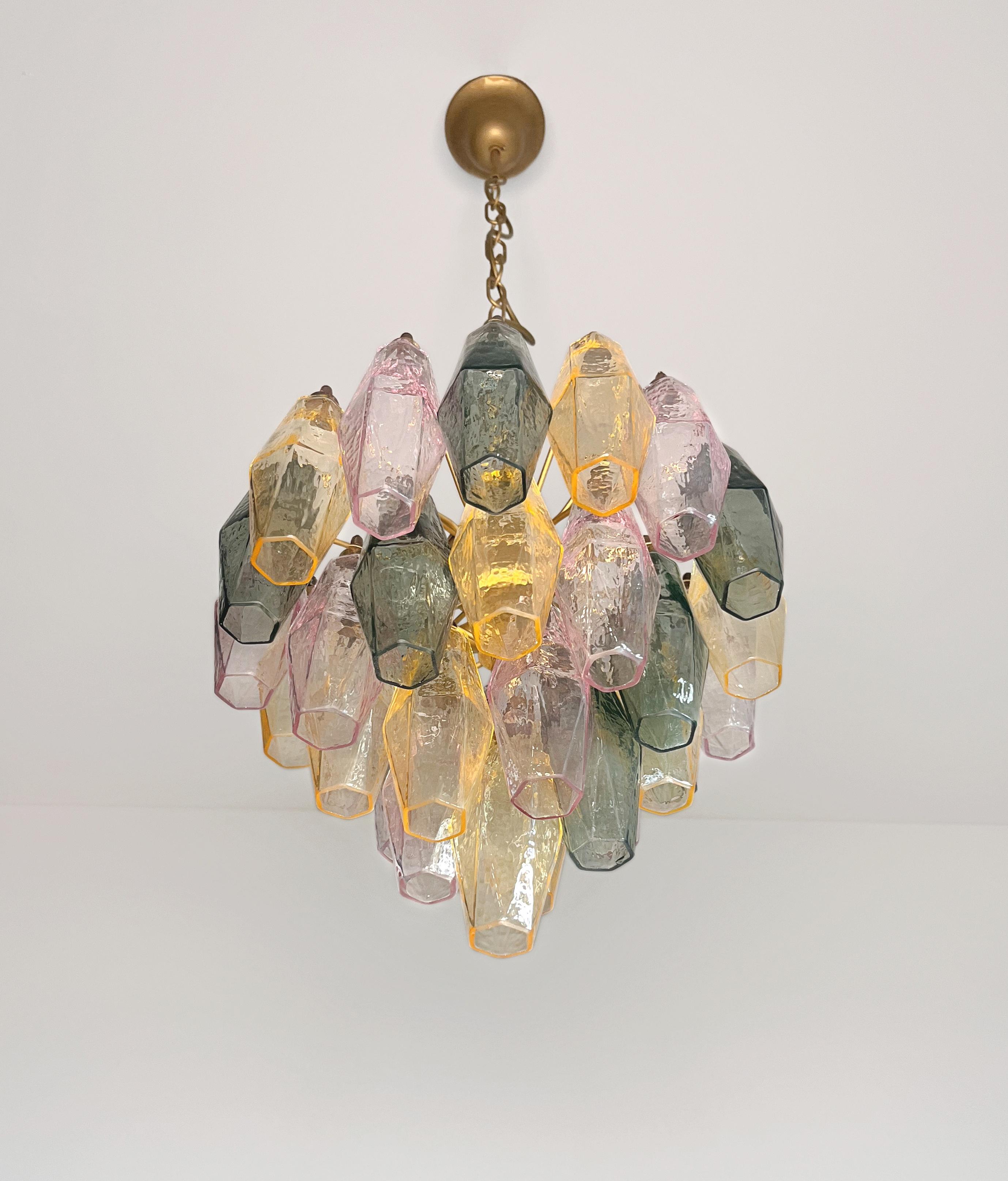 Elegant Murano multicolored Poliedri Chandelier - Carlo Scarpa design in vendita 2