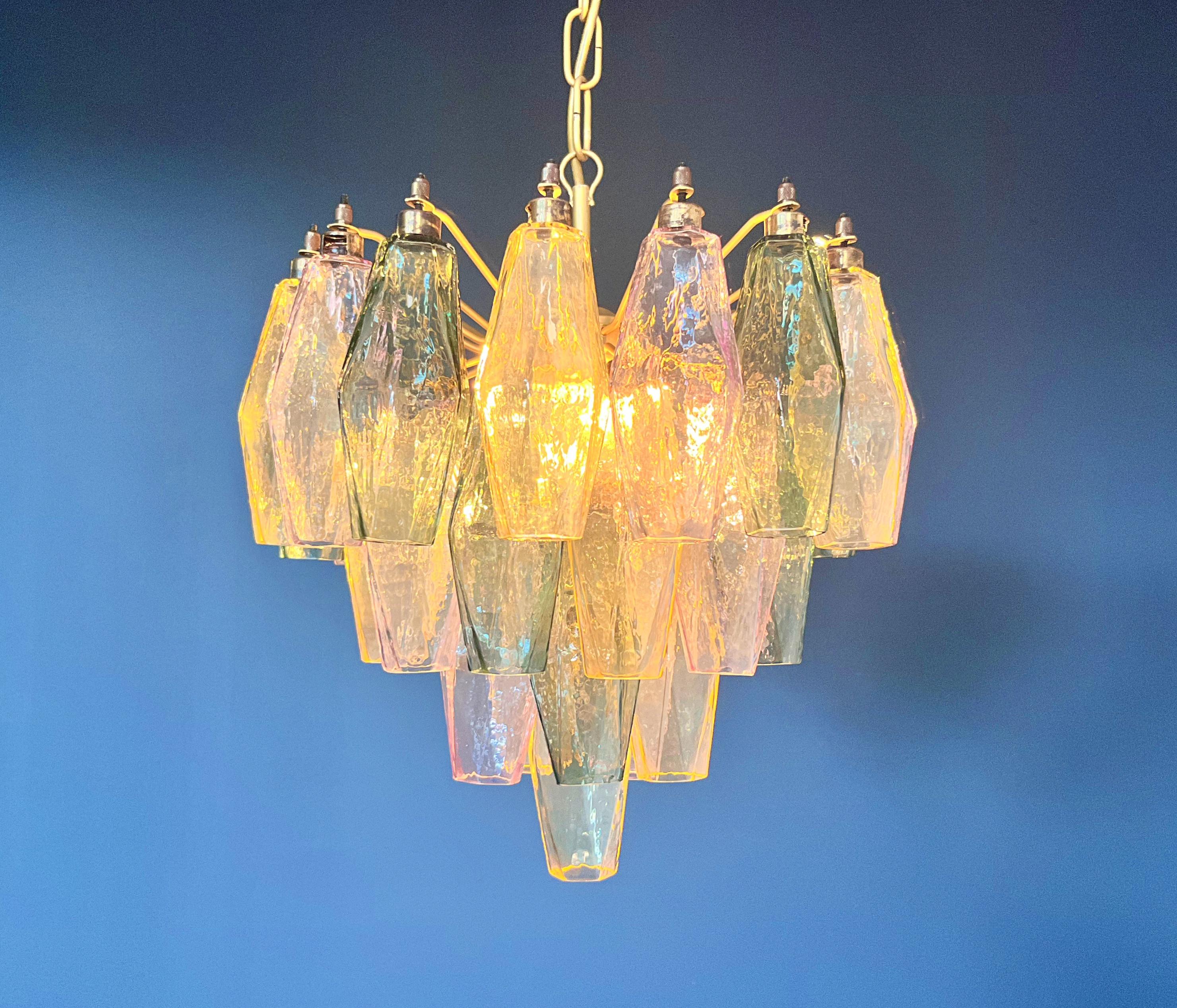 Elegant Murano multicolored Poliedri Chandelier - Carlo Scarpa design in vendita 5