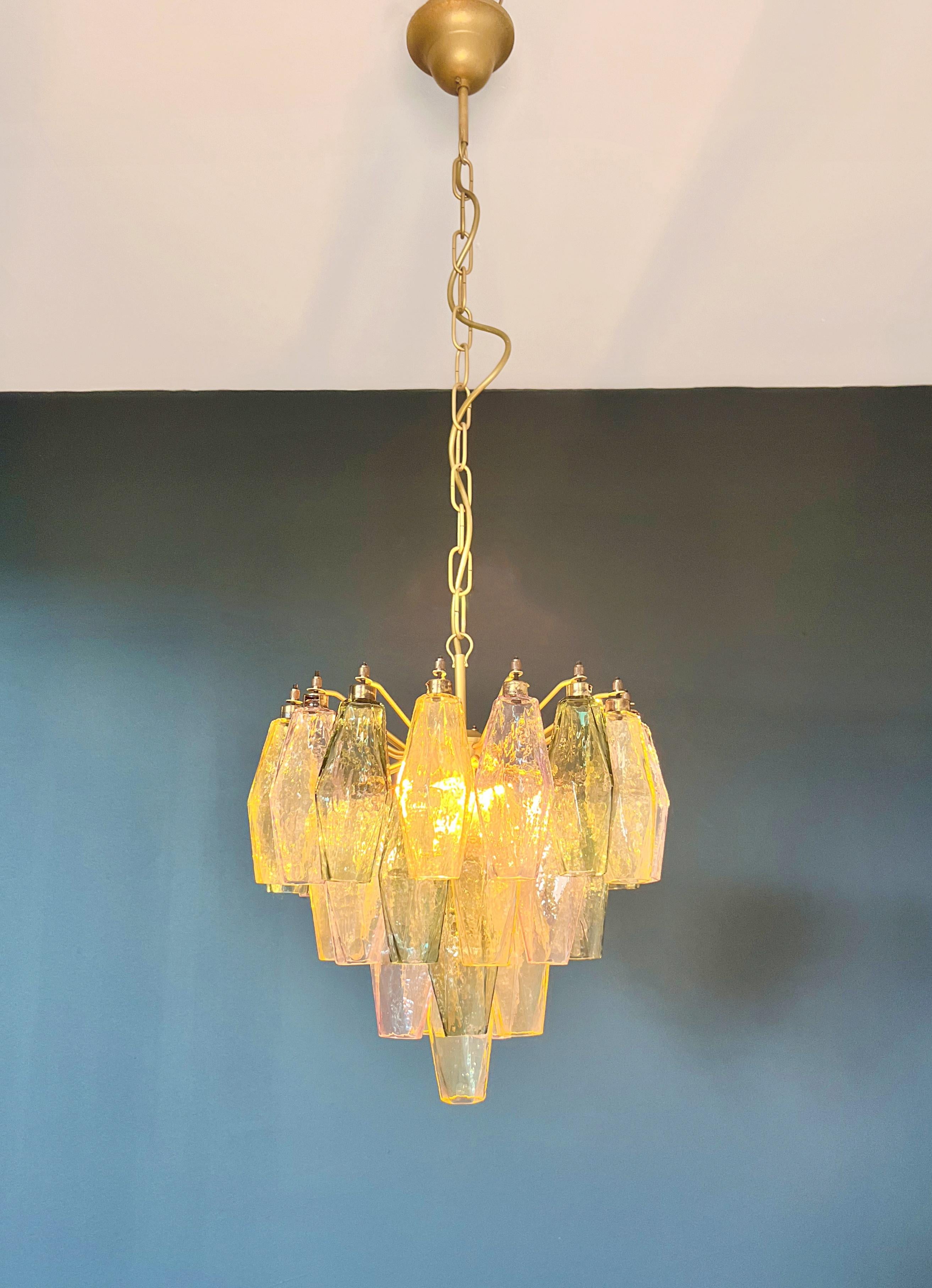 Elegant Murano multicolored Poliedri Chandelier - Carlo Scarpa design in vendita 6