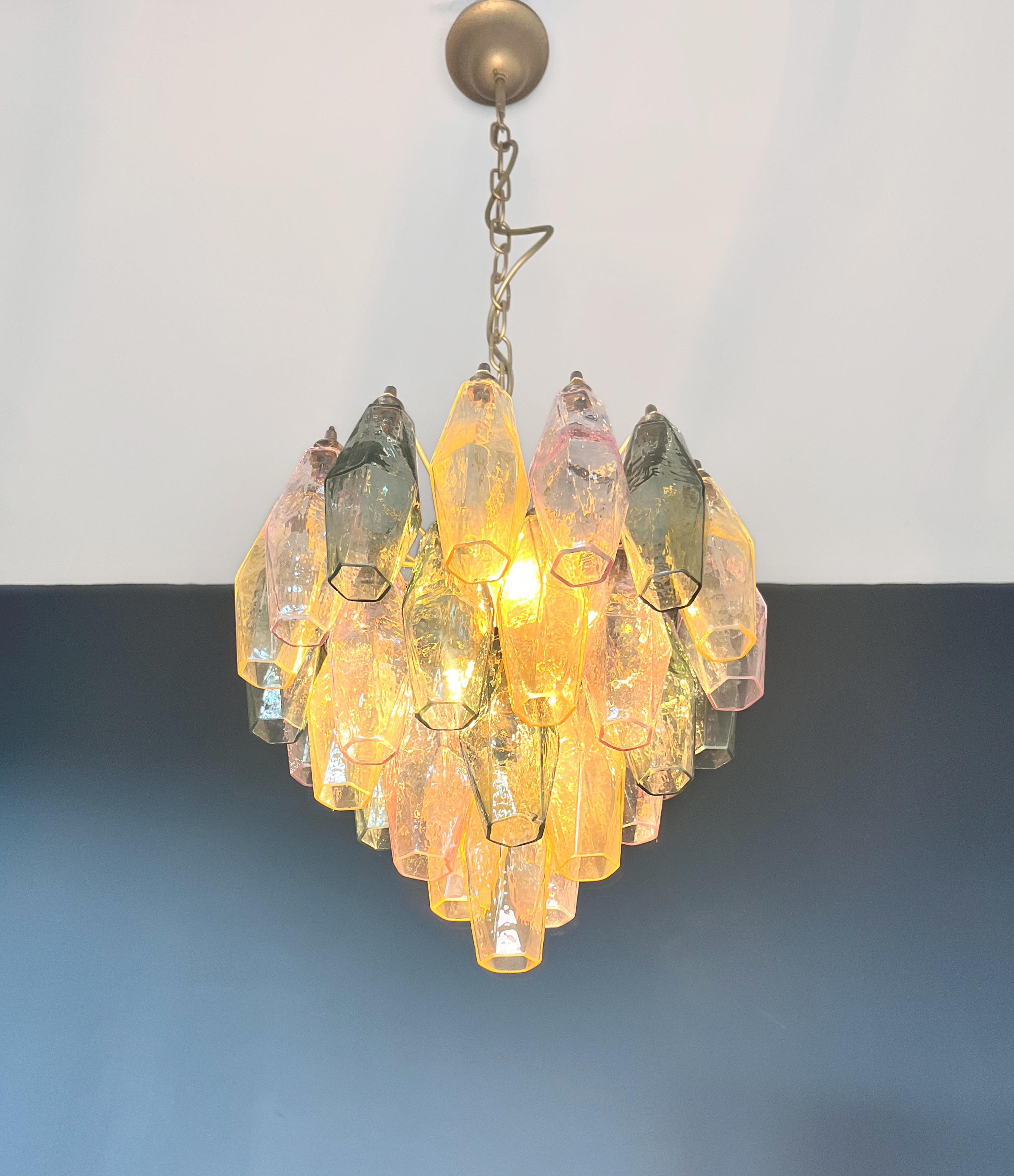 Elegant Murano multicolored Poliedri Chandelier - Carlo Scarpa design in vendita 7
