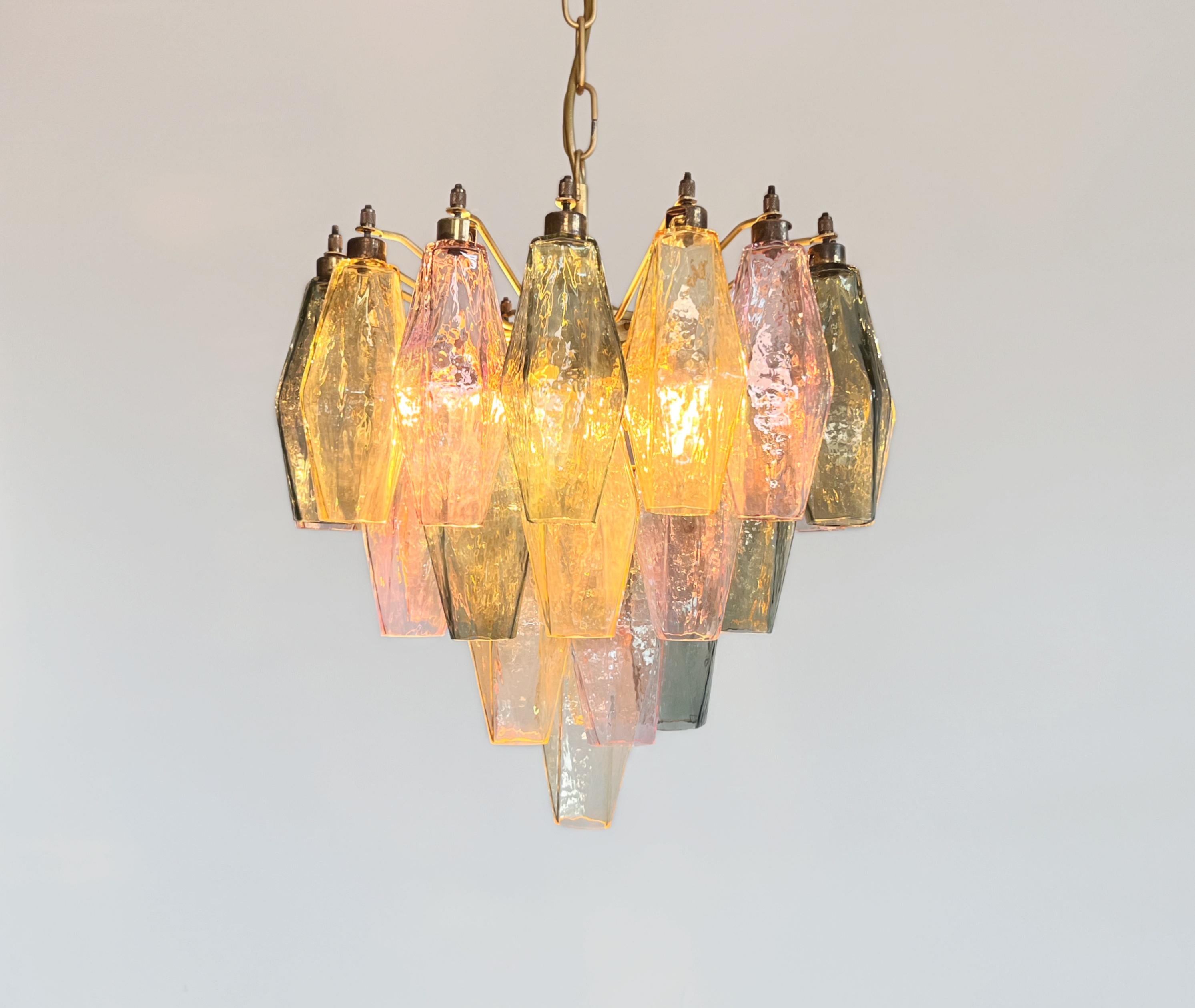 Elegant Murano multicolored Poliedri Chandelier - Carlo Scarpa design in vendita 8