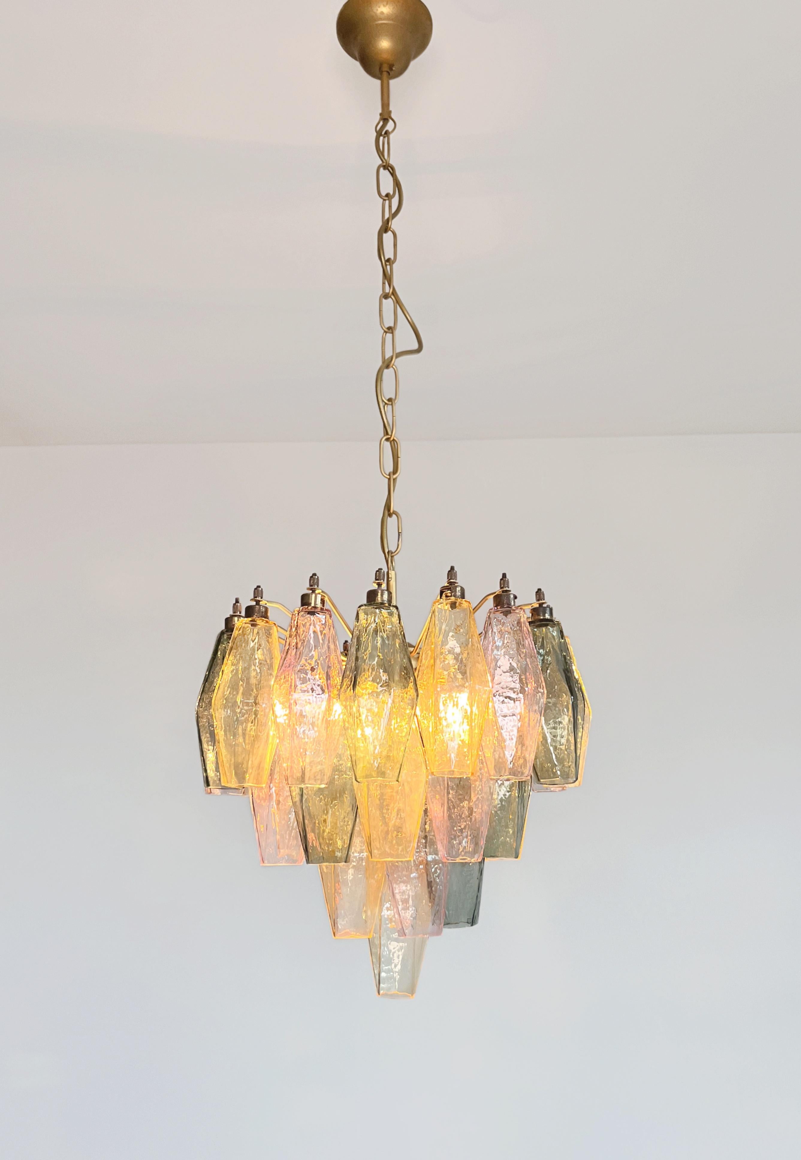 Elegant Murano multicolored Poliedri Chandelier - Carlo Scarpa design in vendita 9