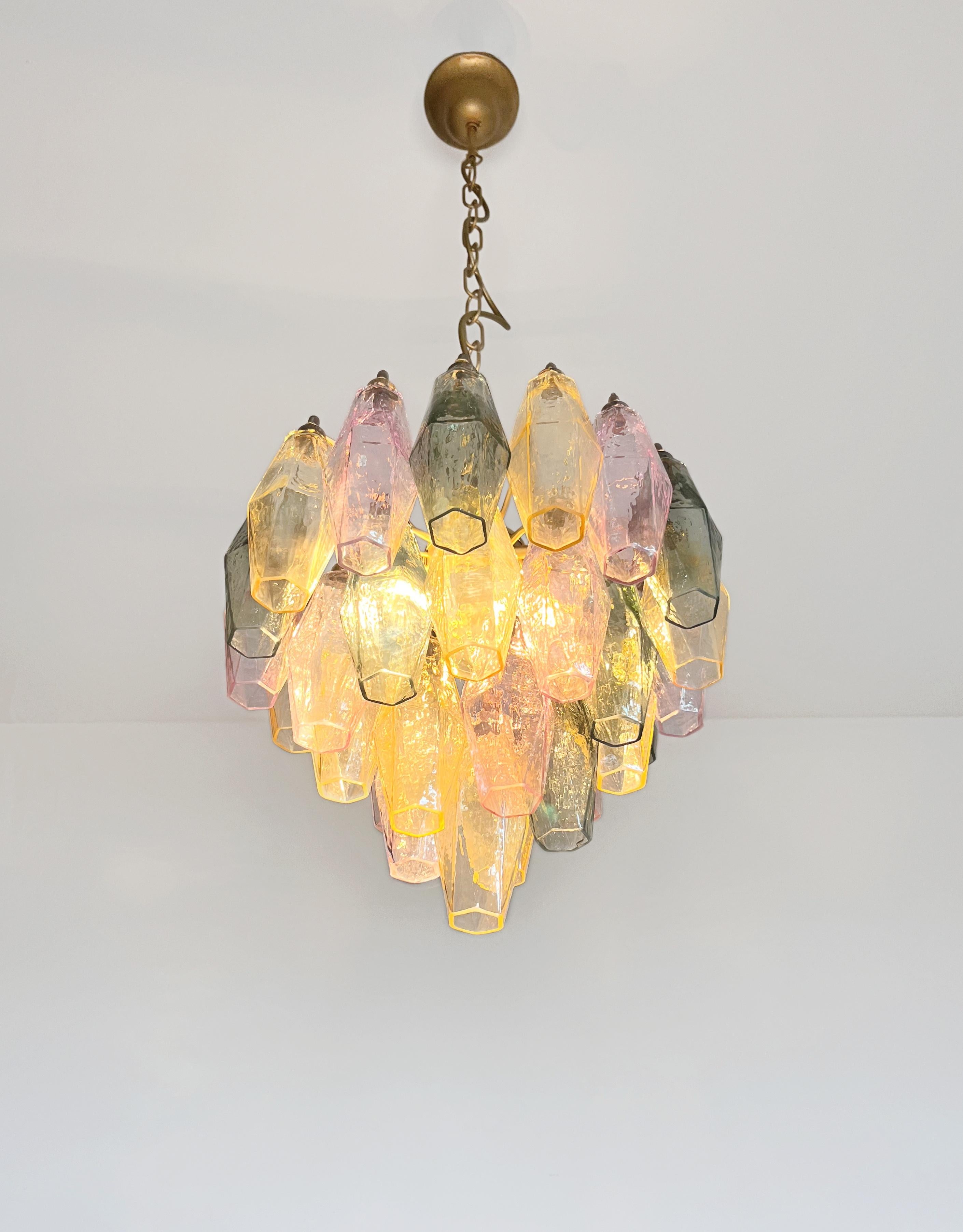 Elegant Murano multicolored Poliedri Chandelier - Carlo Scarpa design in vendita 10