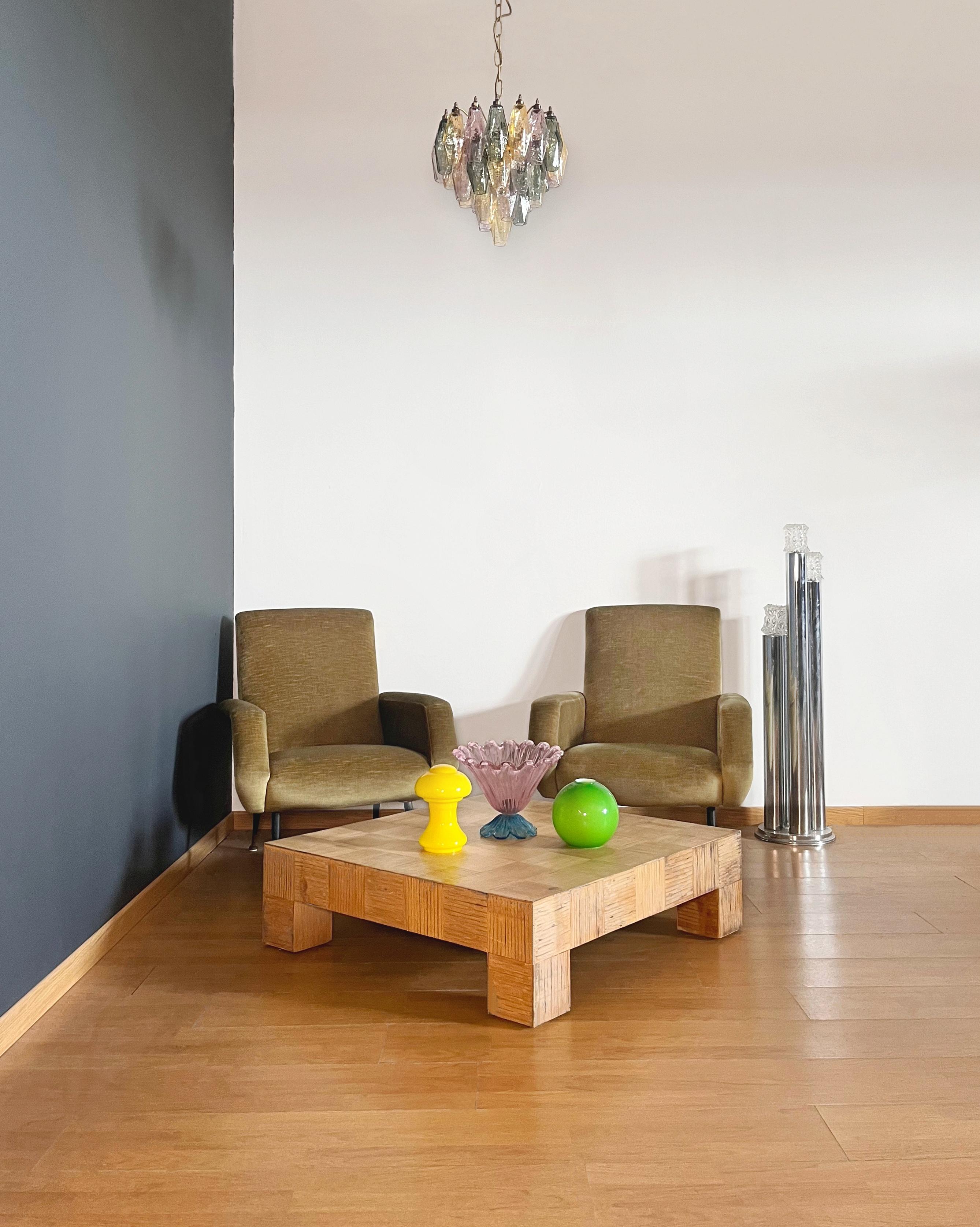 Mid-Century moderno Elegant Murano multicolored Poliedri Chandelier - Carlo Scarpa design in vendita