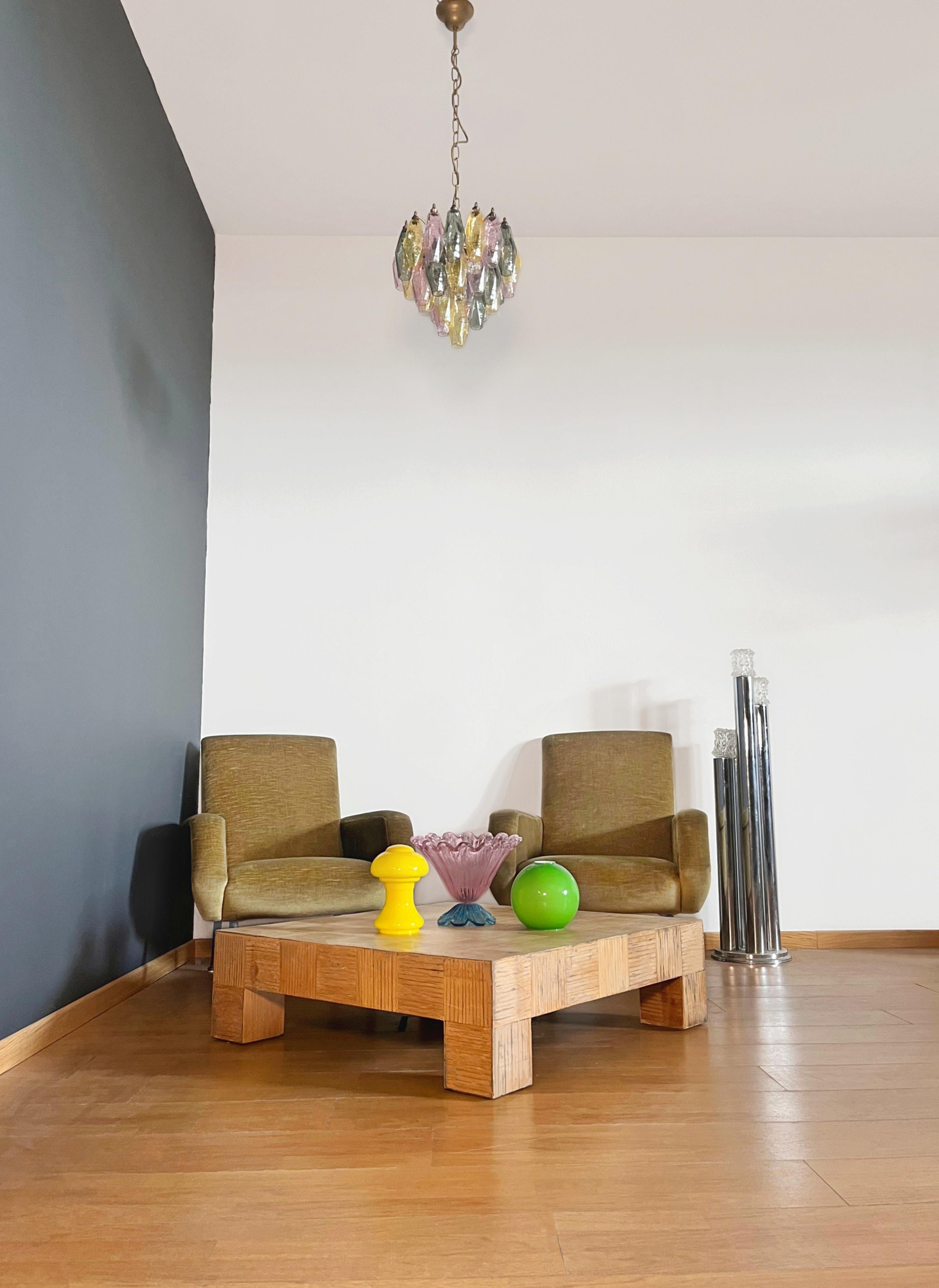 Italian Elegant Murano multicolored Poliedri Chandelier - Carlo Scarpa design in vendita