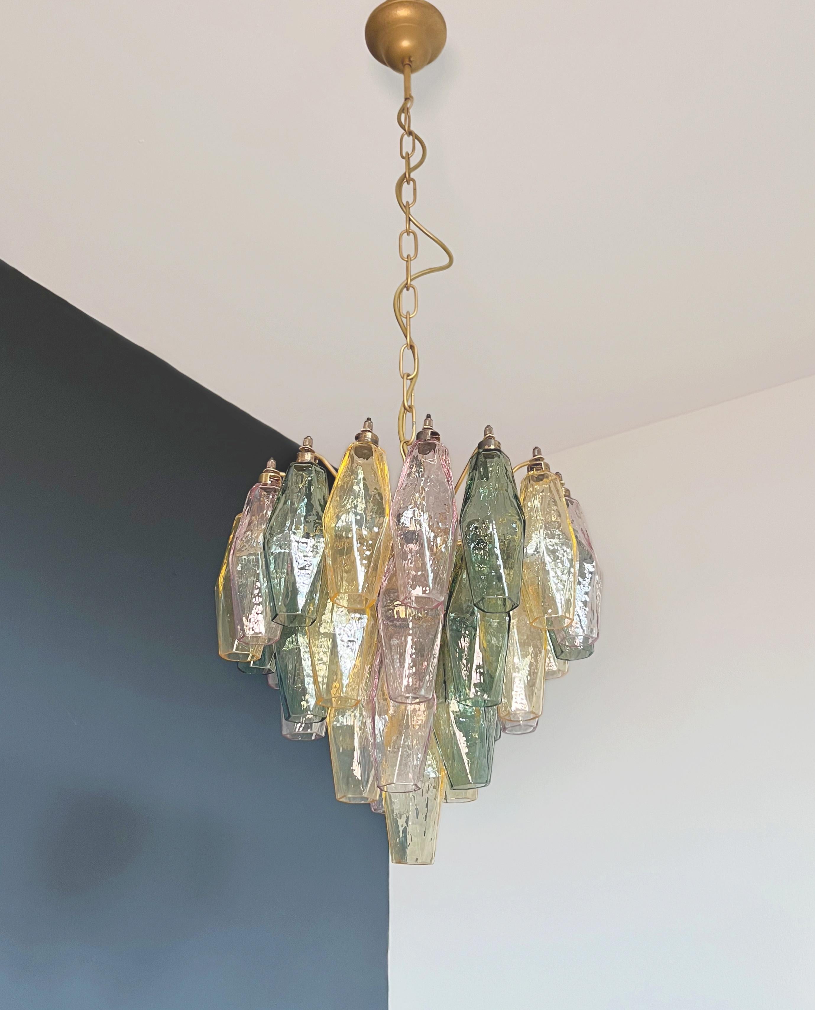 Elegant Murano multicolored Poliedri Chandelier - Carlo Scarpa design in vendita 1