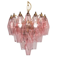 Elegant Murano pink Poliedri Chandelier - Carlo Scarpa design