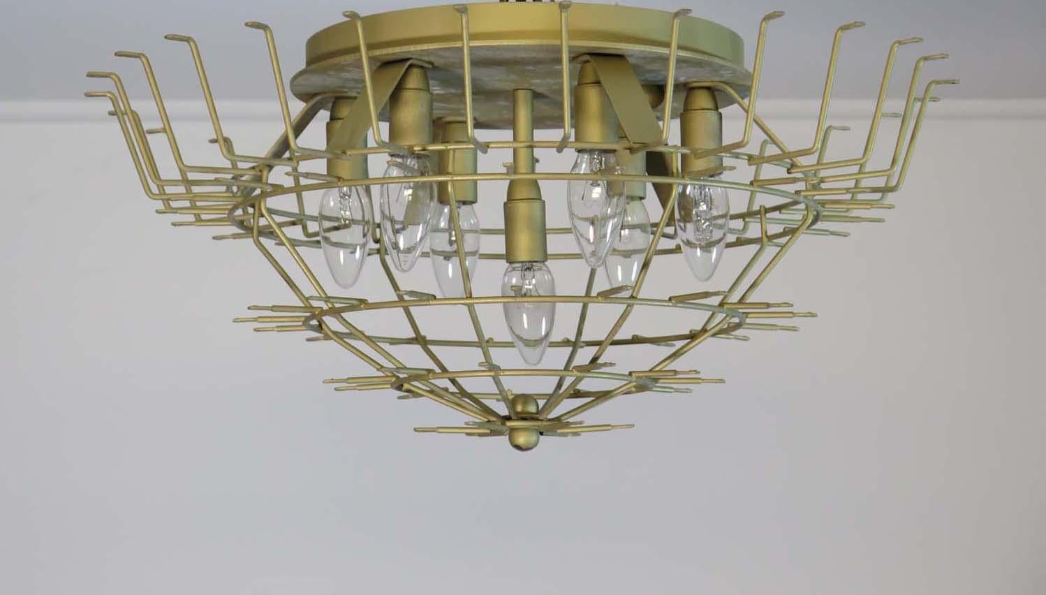Elegant Italian ceiling light made from 84 beautiful Murano trasparent glasses 