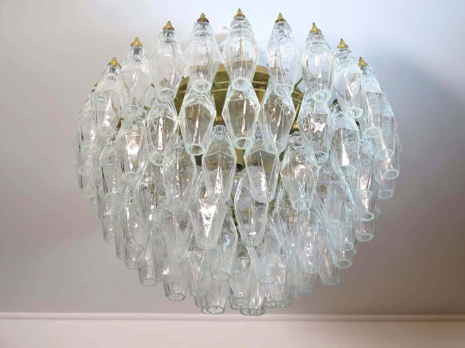 Mid-Century Modern Elegant Murano Poliedri Ceiling Light, Carlo Scarpa For Sale