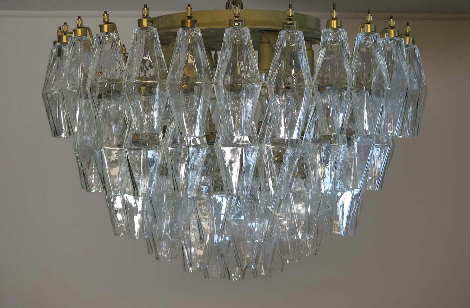 Late 20th Century Elegant Murano Poliedri Ceiling Light, Carlo Scarpa For Sale