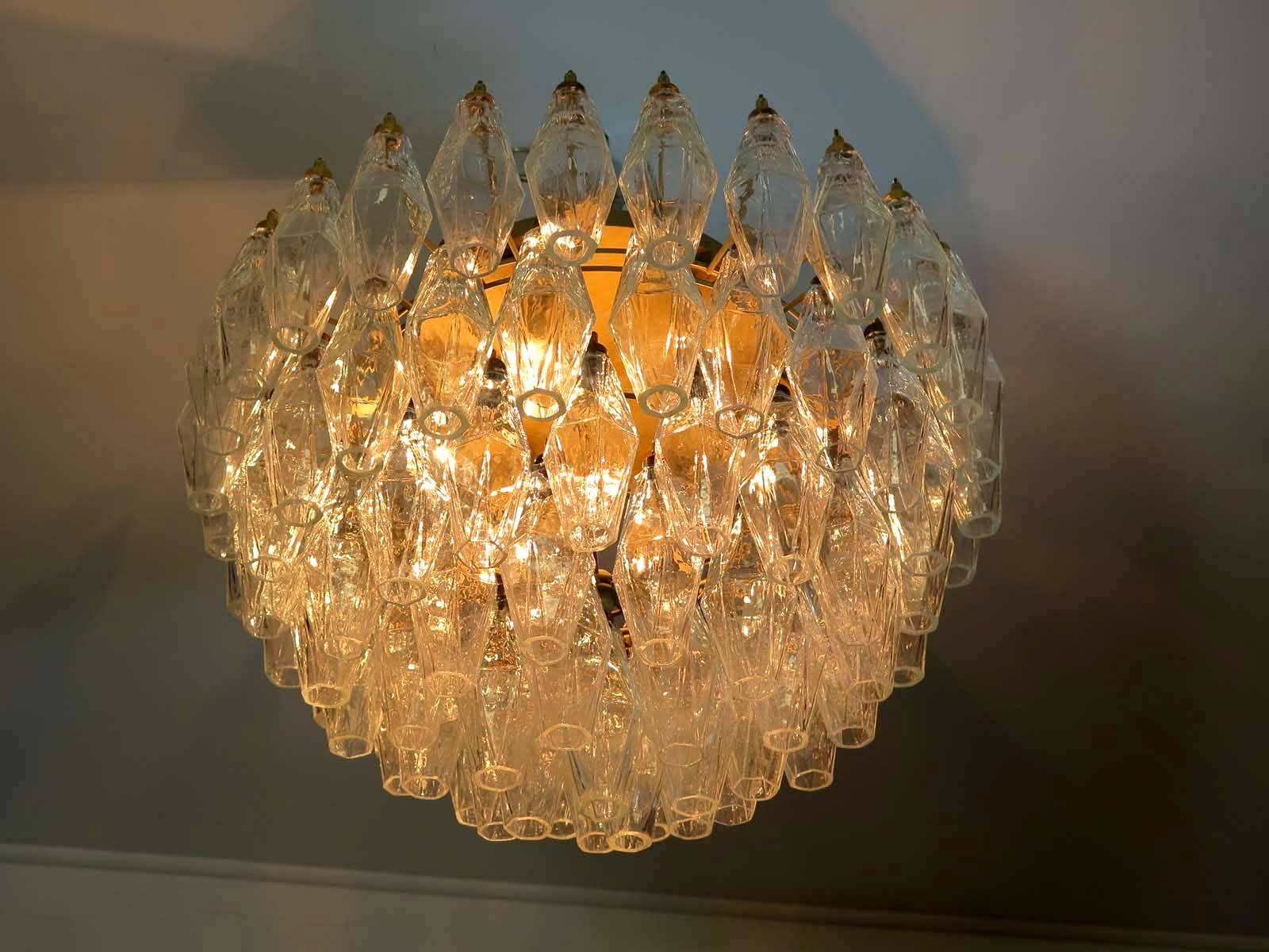 Elegant Murano Poliedri Ceiling Light, Carlo Scarpa For Sale 1