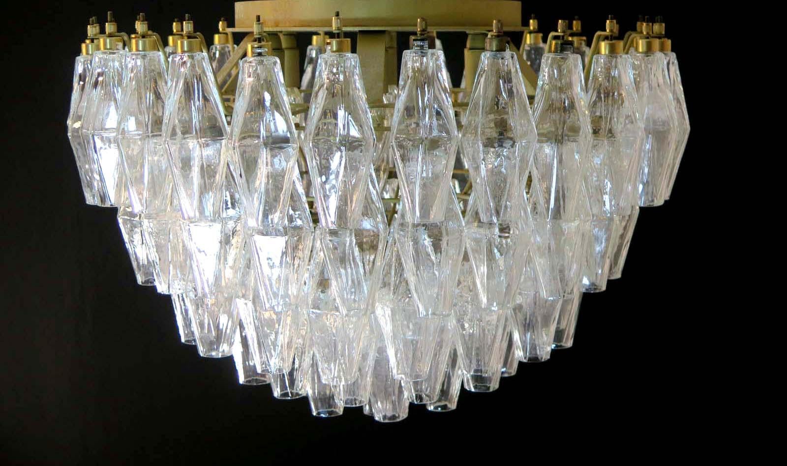 Elegante Lámpara de Techo de Murano Poliedri, Carlo Scarpa Vidrio soplado en venta