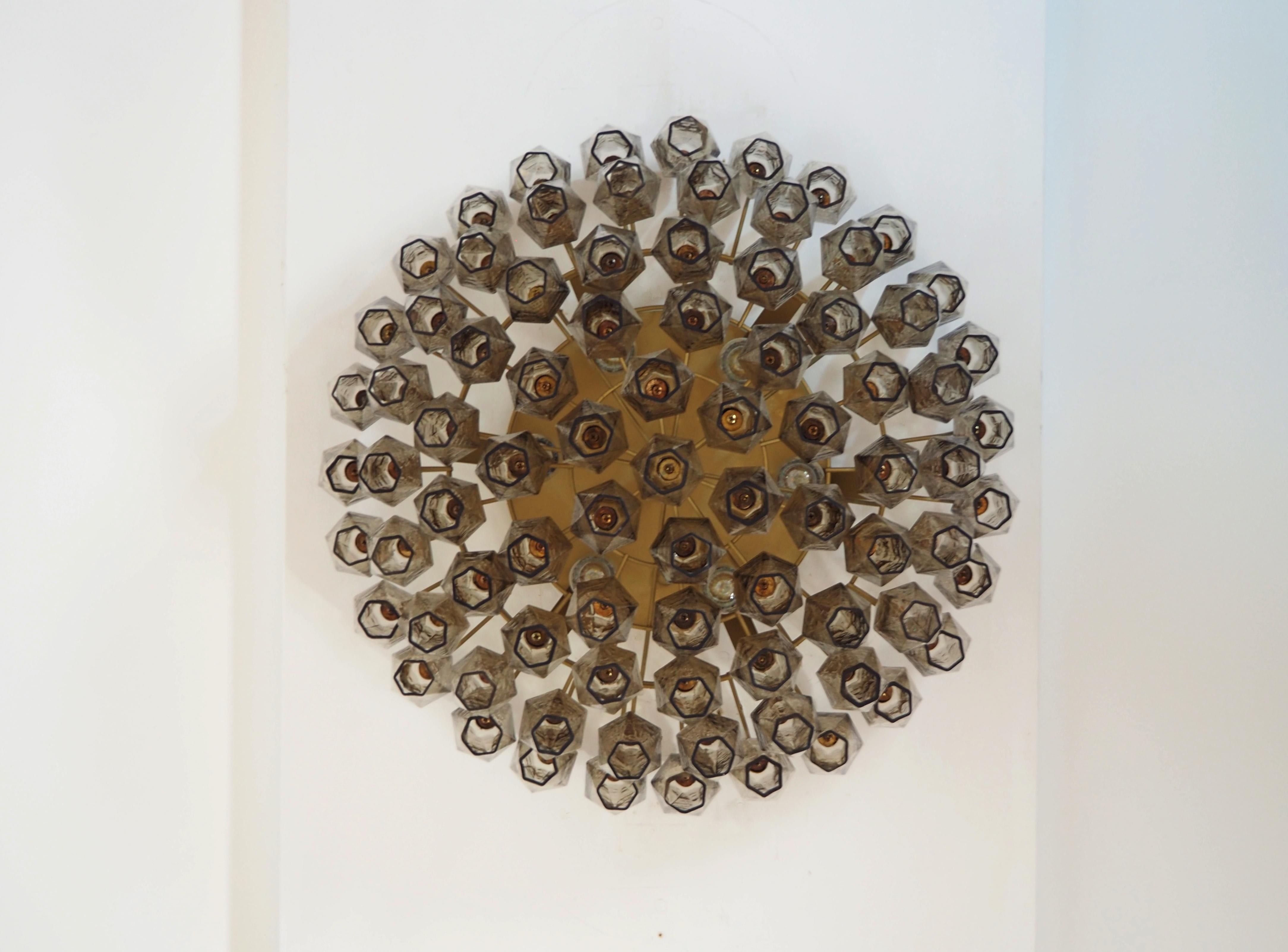 Elegant Murano Poliedri ceiling light - Carlo Scarpa - smoked glasses 8