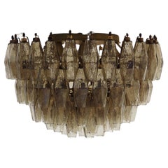 Elegant Murano Poliedri ceiling light - Carlo Scarpa - smoked glasses