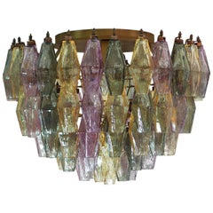 Elegant Murano Poliedri Ceiling Light, Multicolored Glasses