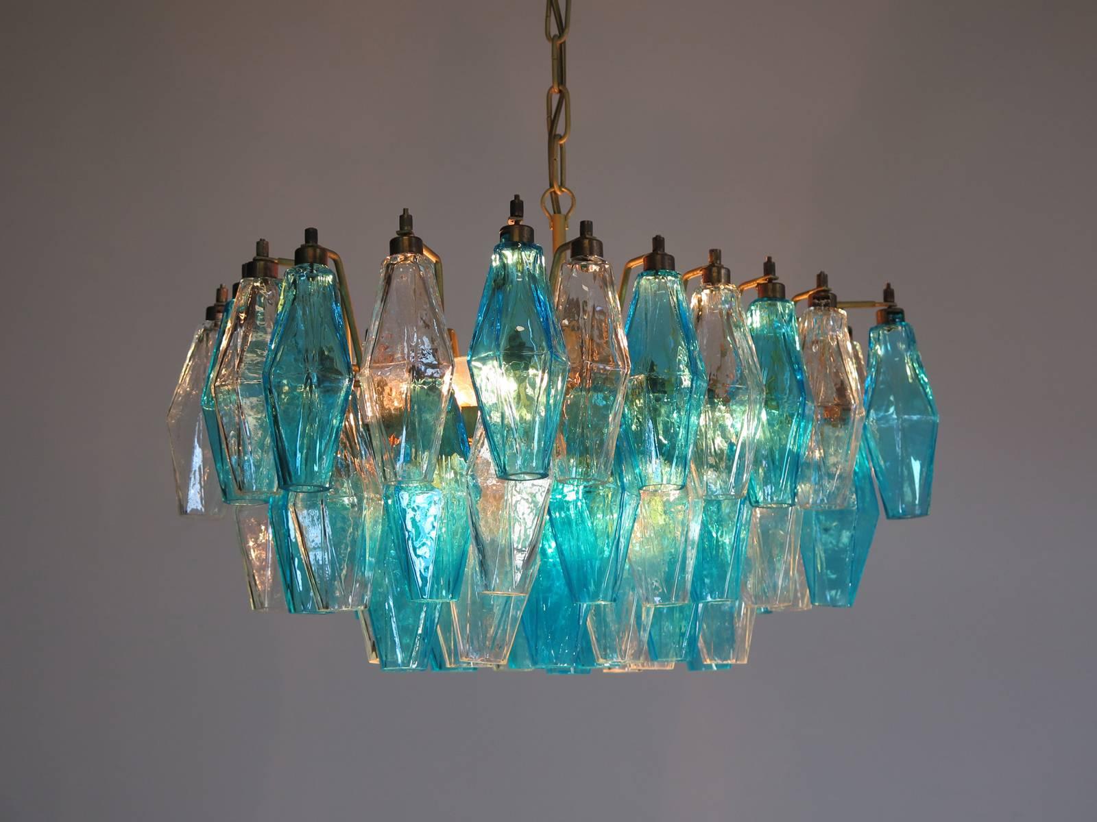 Late 20th Century Elegant Murano Poliedri Chandelier, Carlo Scarpa For Sale