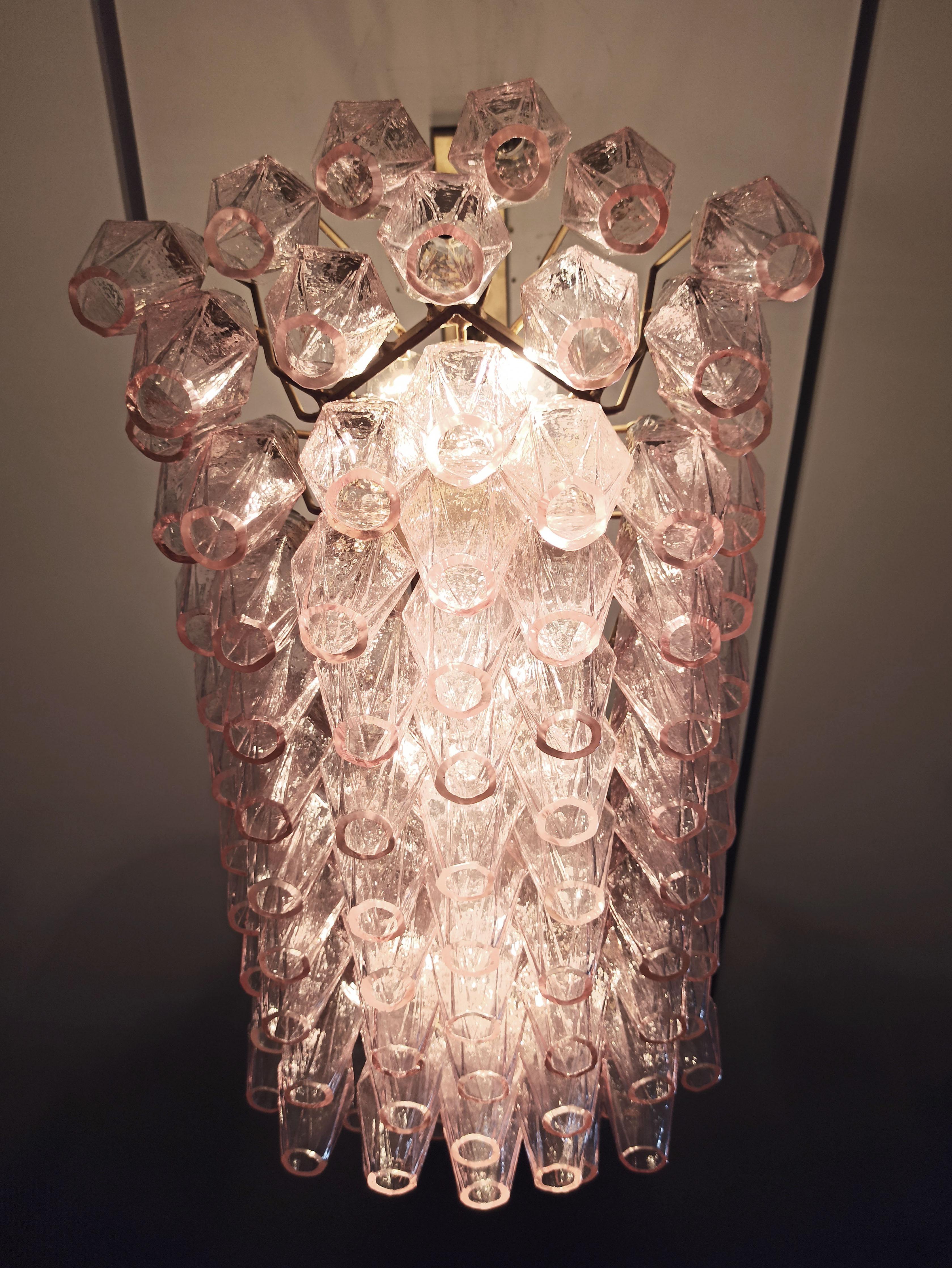 Elegant Murano Poliedri Chandelier, 84 Pink Glasses 5