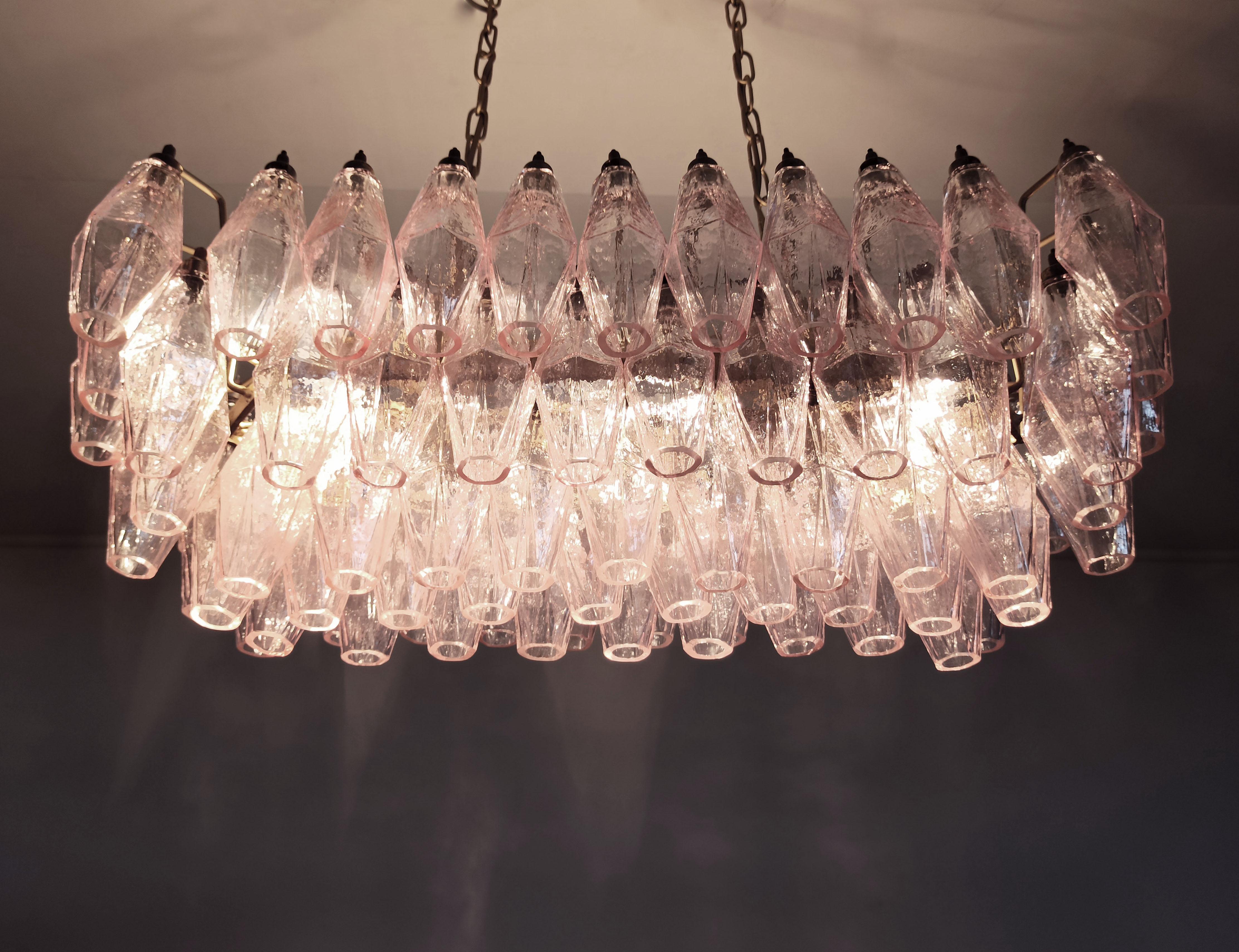 Elegant Murano Poliedri Chandelier, 84 Pink Glasses 3