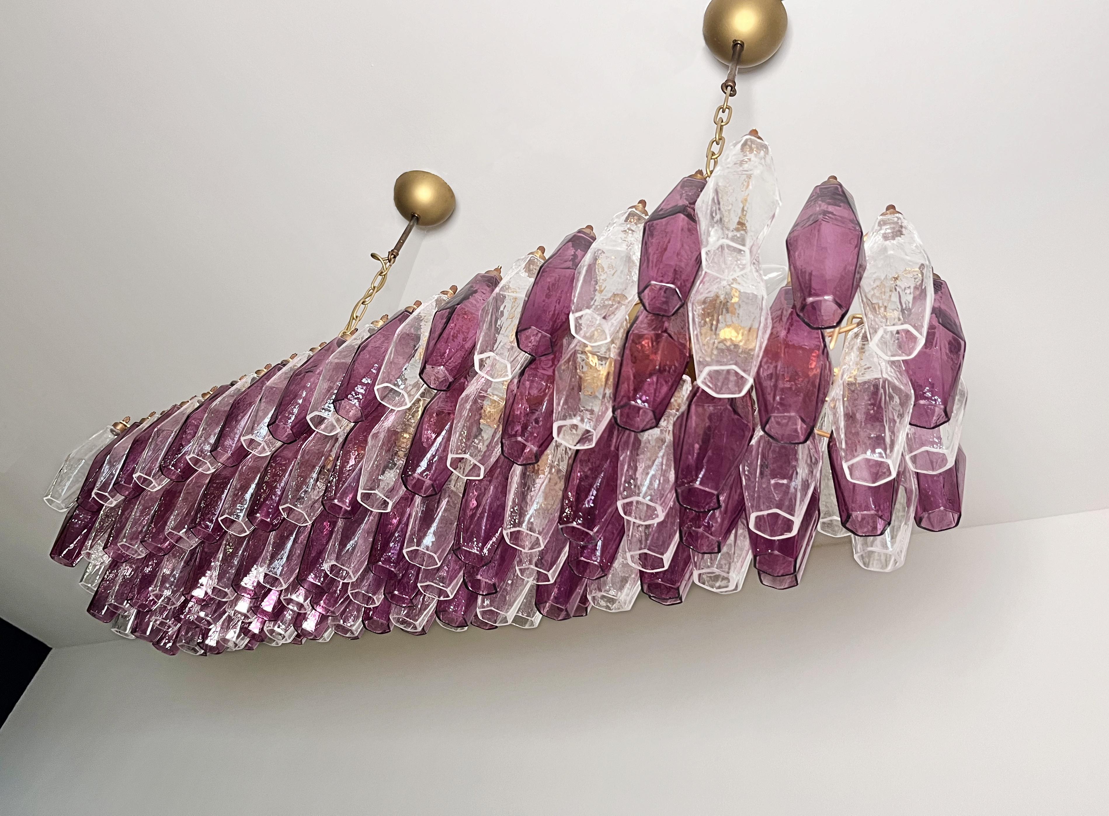 Elegant Murano Poliedri Chandelier - Carlo Scarpa - 138 amethyst/clear glasses in vendita 2