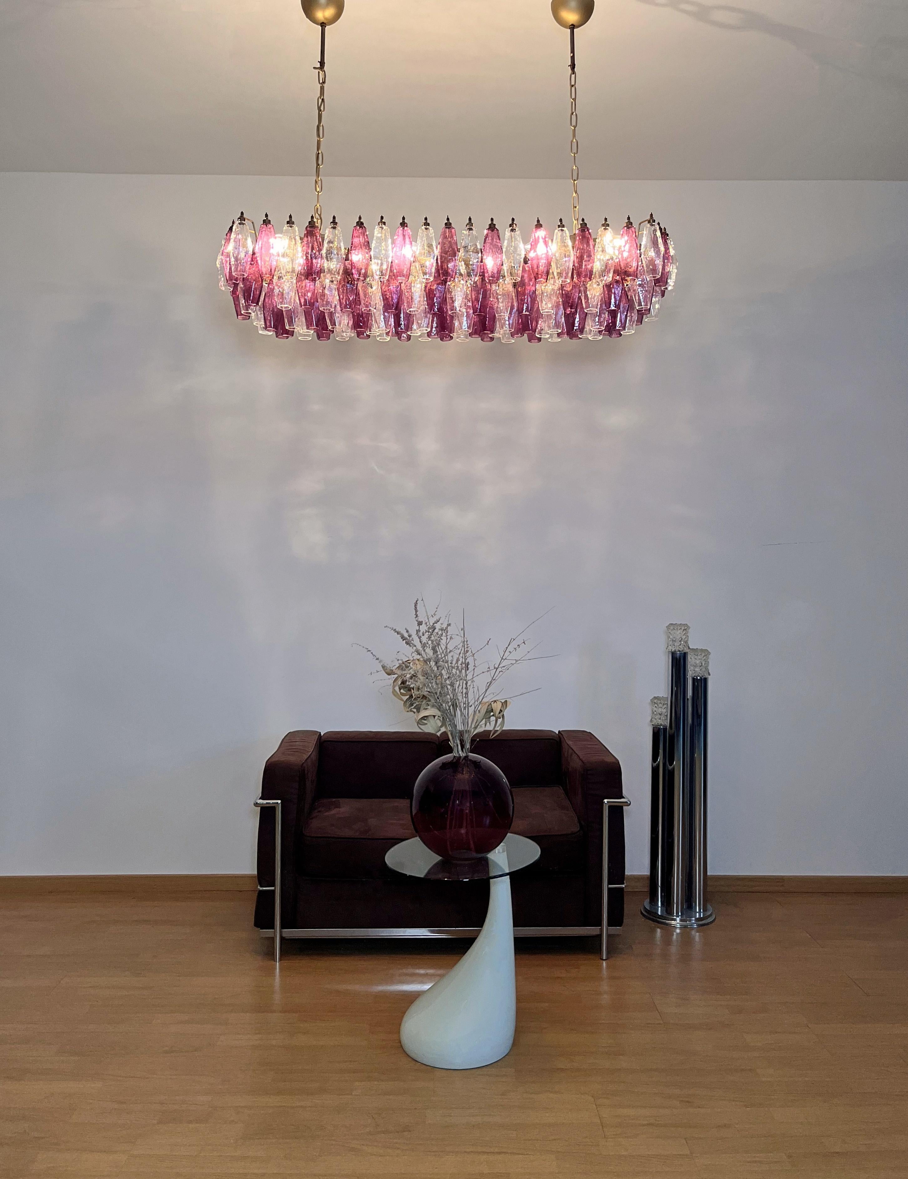 Elegant Murano Poliedri Chandelier - Carlo Scarpa - 138 amethyst/clear glasses in vendita 3