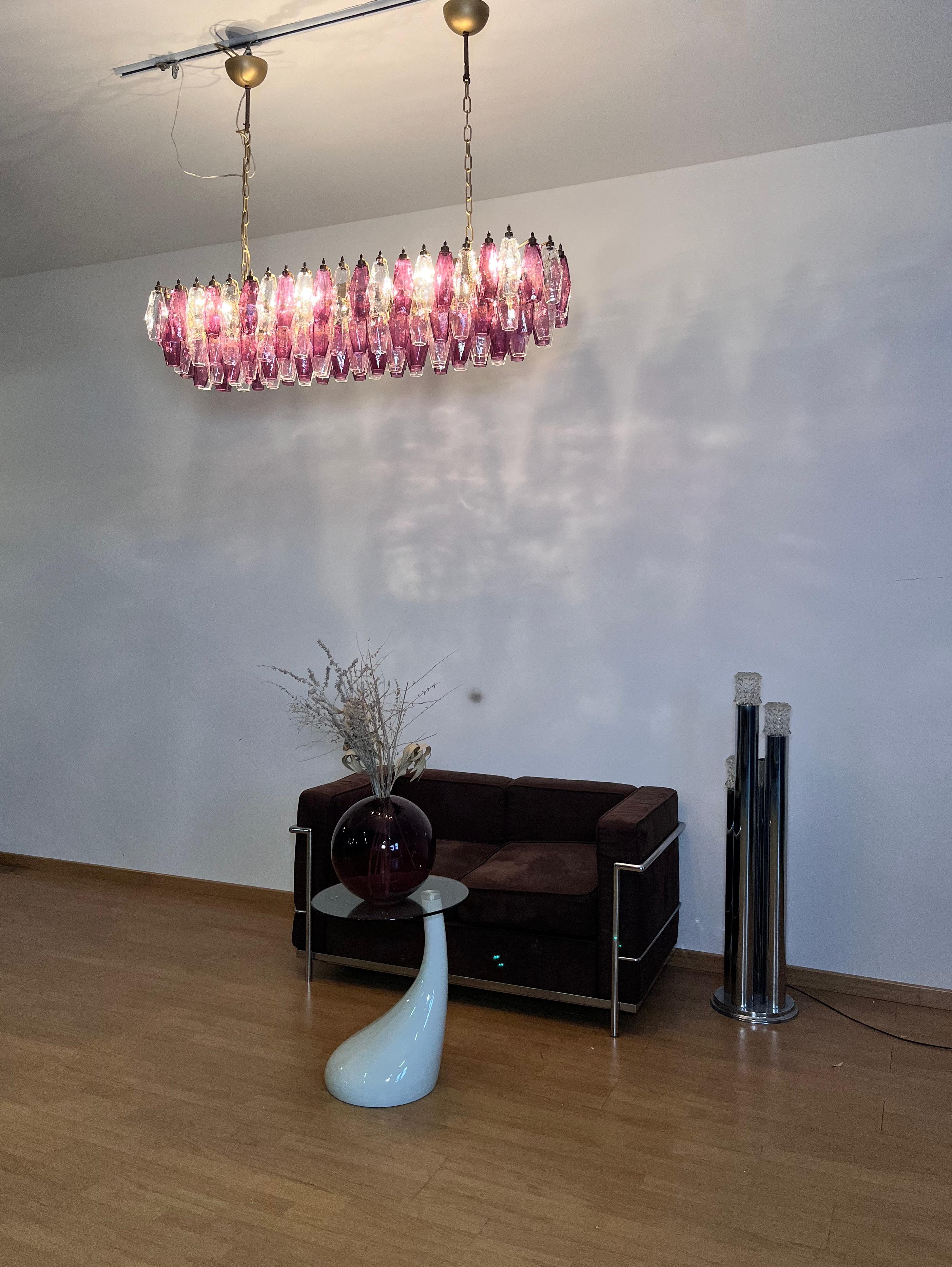 Elegant Murano Poliedri Chandelier - Carlo Scarpa - 138 amethyst/clear glasses in vendita 4