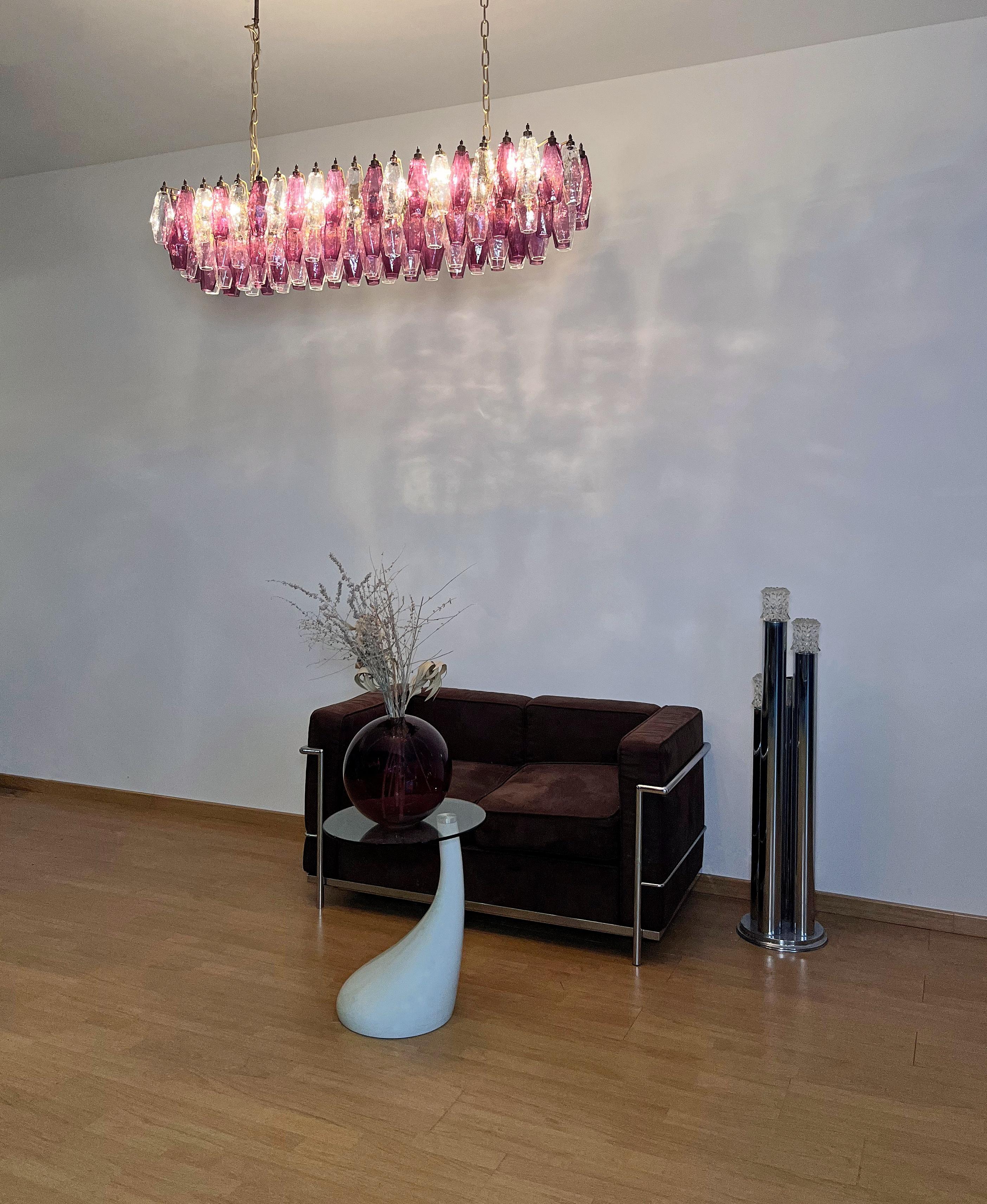 Elegant Murano Poliedri Chandelier - Carlo Scarpa - 138 amethyst/clear glasses in vendita 5