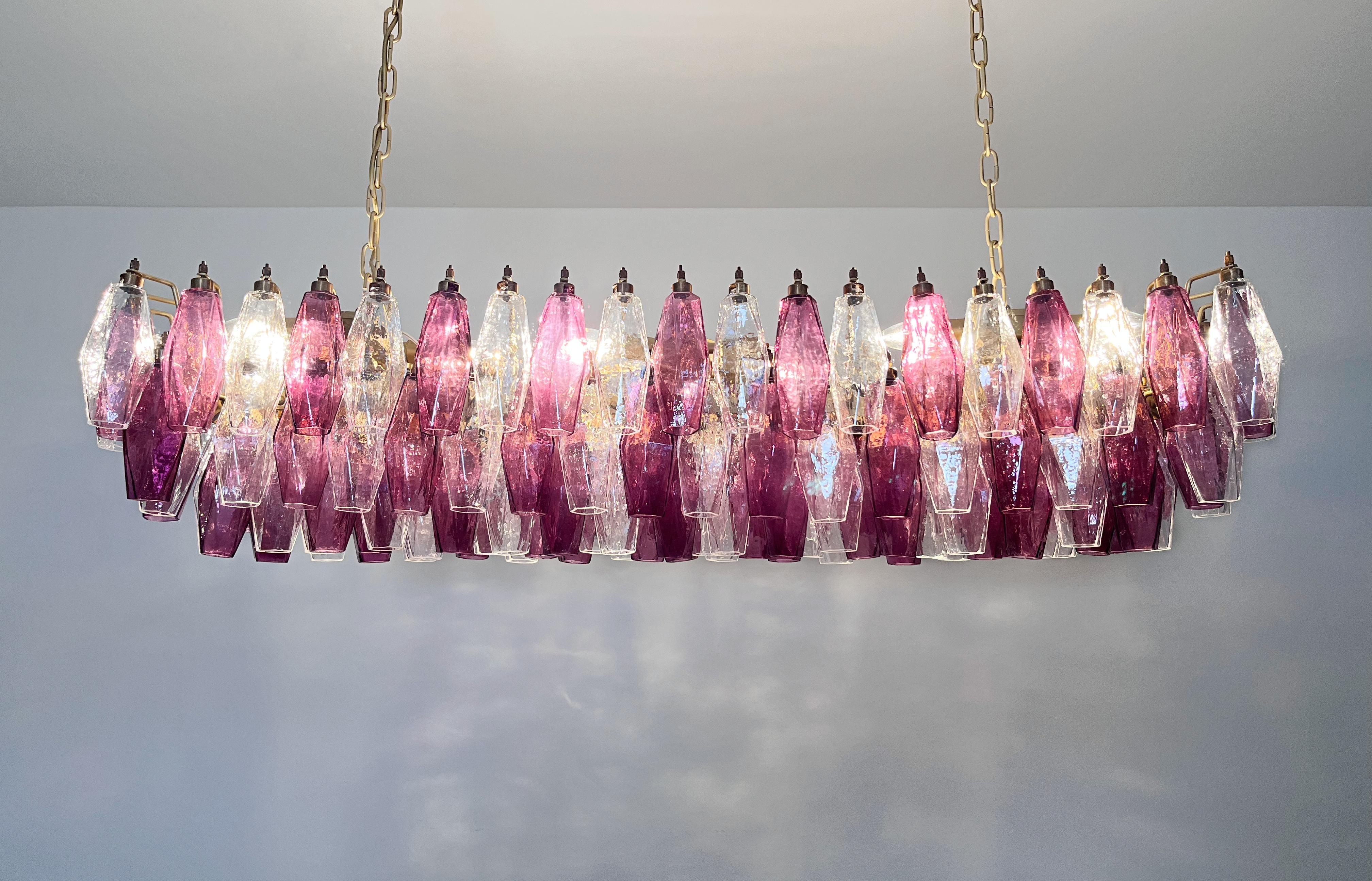 Elegant Murano Poliedri Chandelier - Carlo Scarpa - 138 amethyst/clear glasses in vendita 6