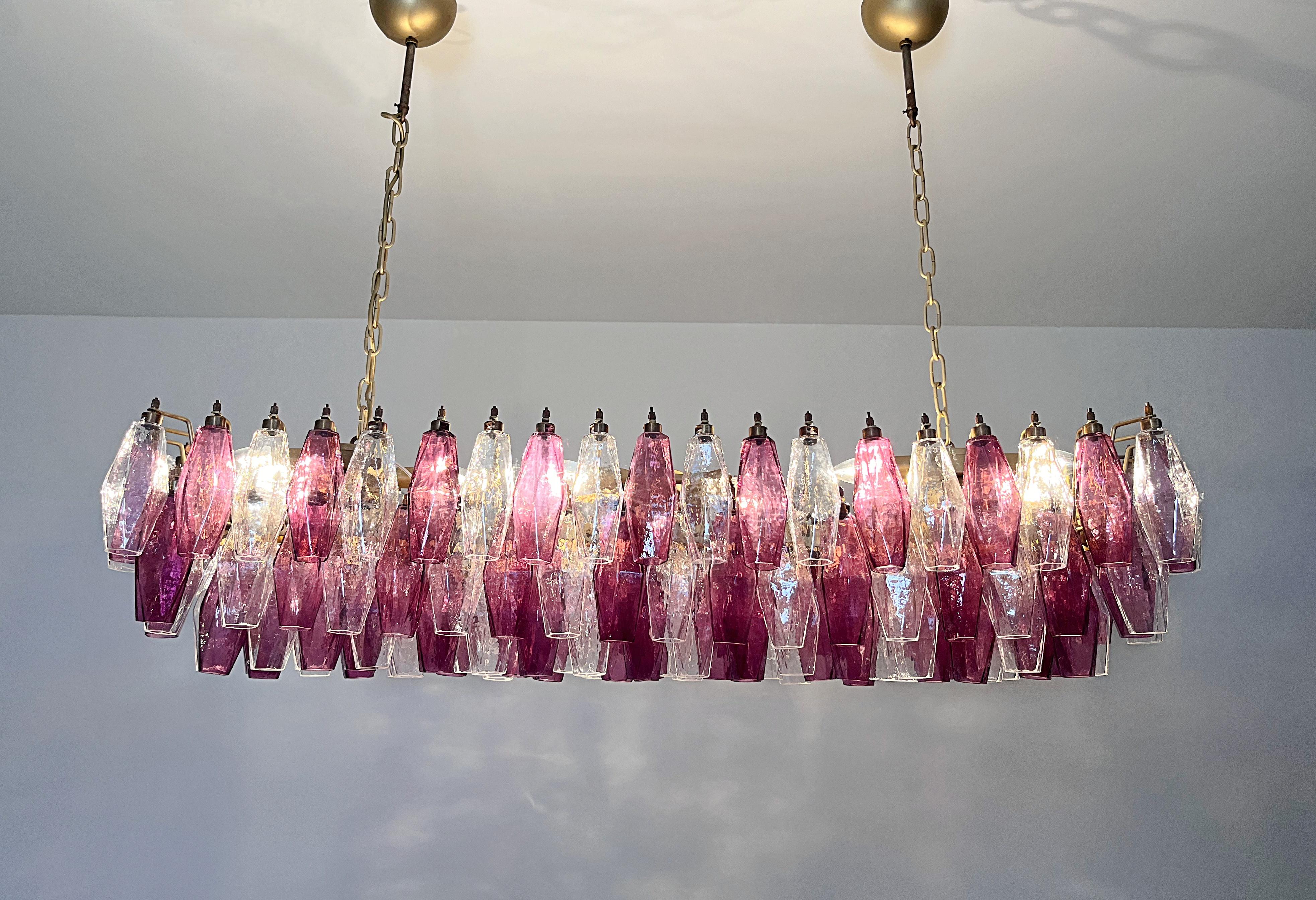 Elegant Murano Poliedri Chandelier - Carlo Scarpa - 138 amethyst/clear glasses in vendita 7